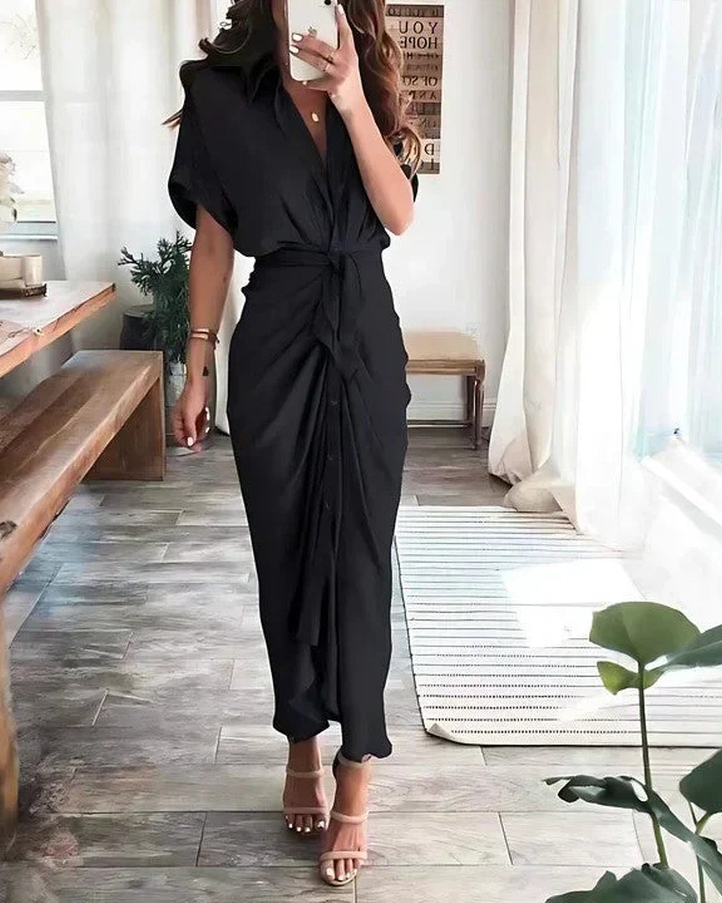 Marianne Women's Midi Dress | Wrap Design | Short Sleeves