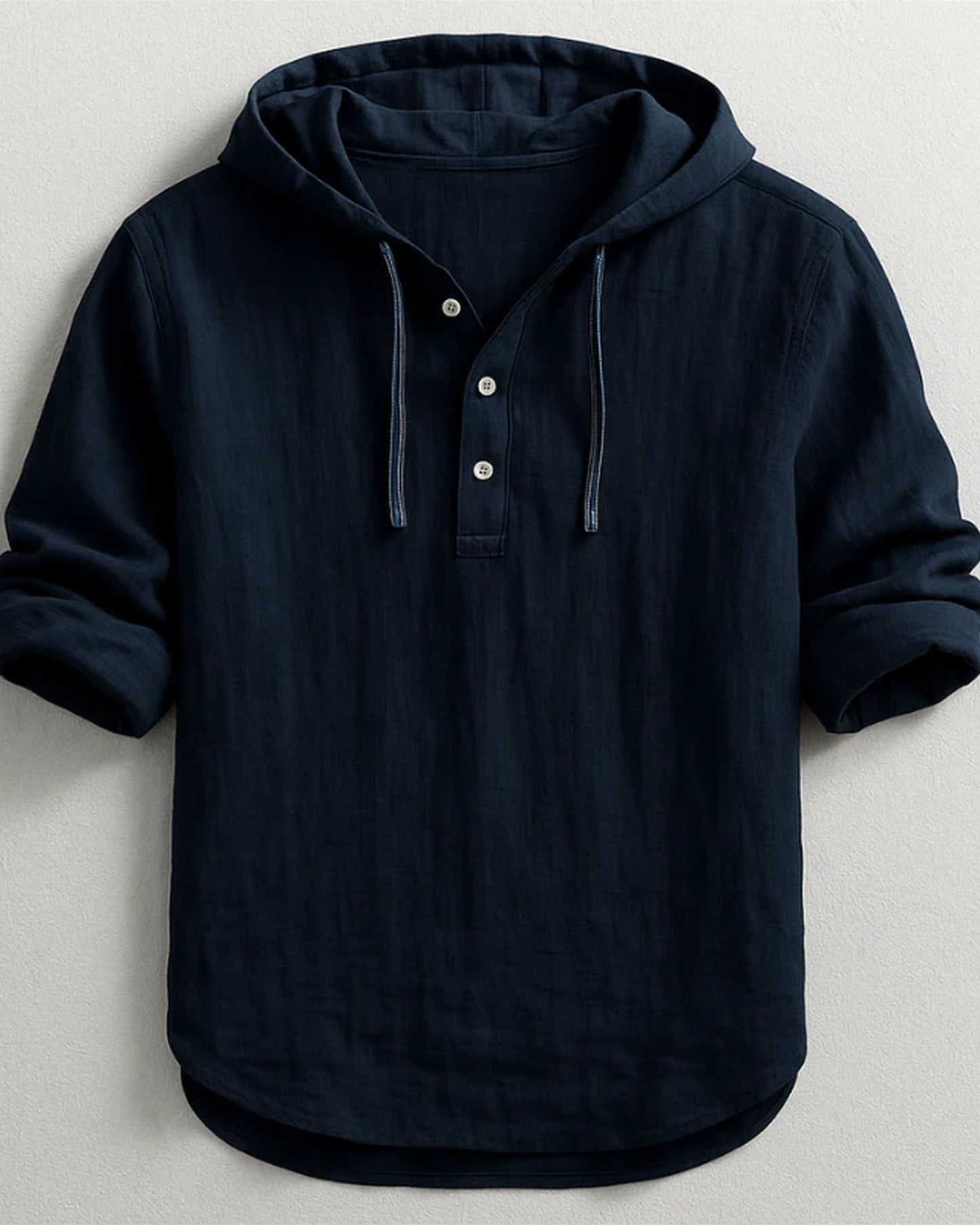 Elia Heren T-Shirt | Henleyhals | Capuchon met Trekkoorden