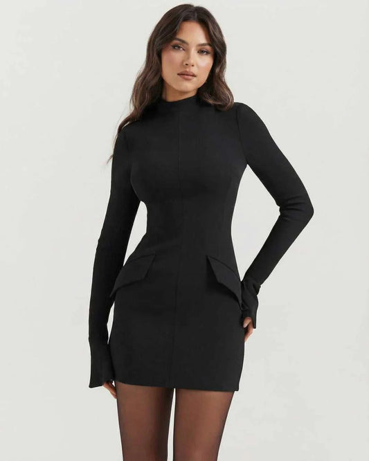 Women's Mini Dress | High Collar | Puff Details