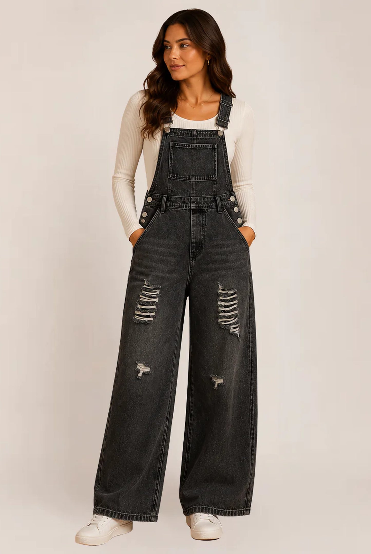 Rachelle Dames Jumpsuit | Wijde Pijpen | Gescheurde Details