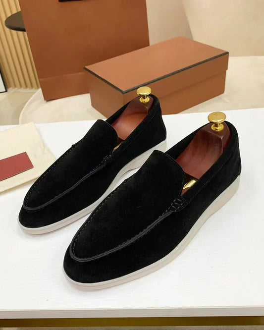 Enzo Heren Loafers | Suède Afwerking | Contrasterende Zoolrand