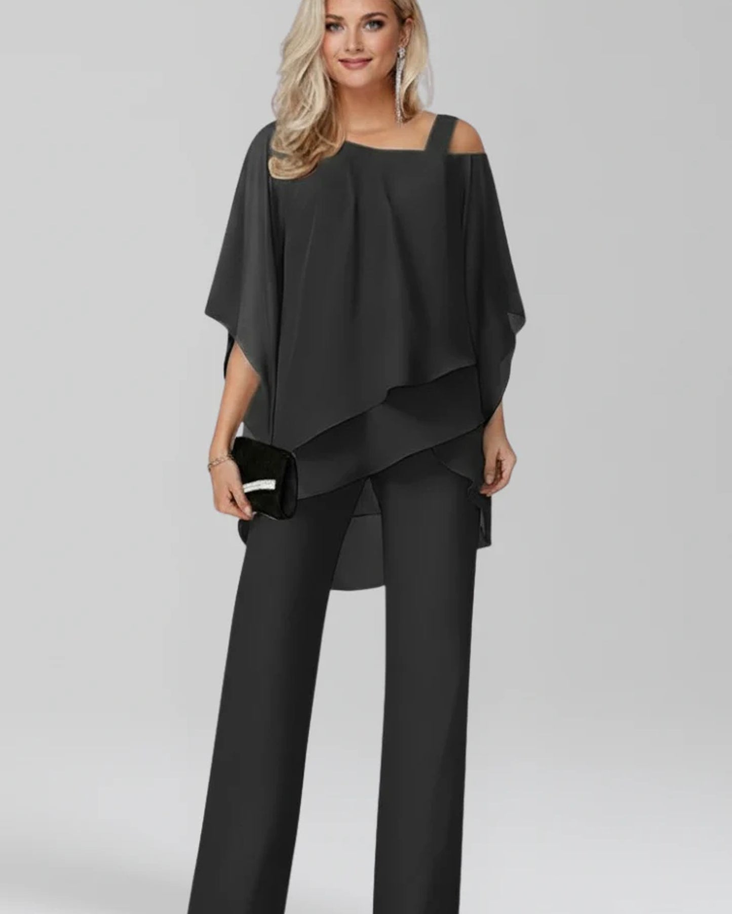 Aglaé Women's Jumpsuit | Cold-Shoulder Detail | Asymmetric Overlay