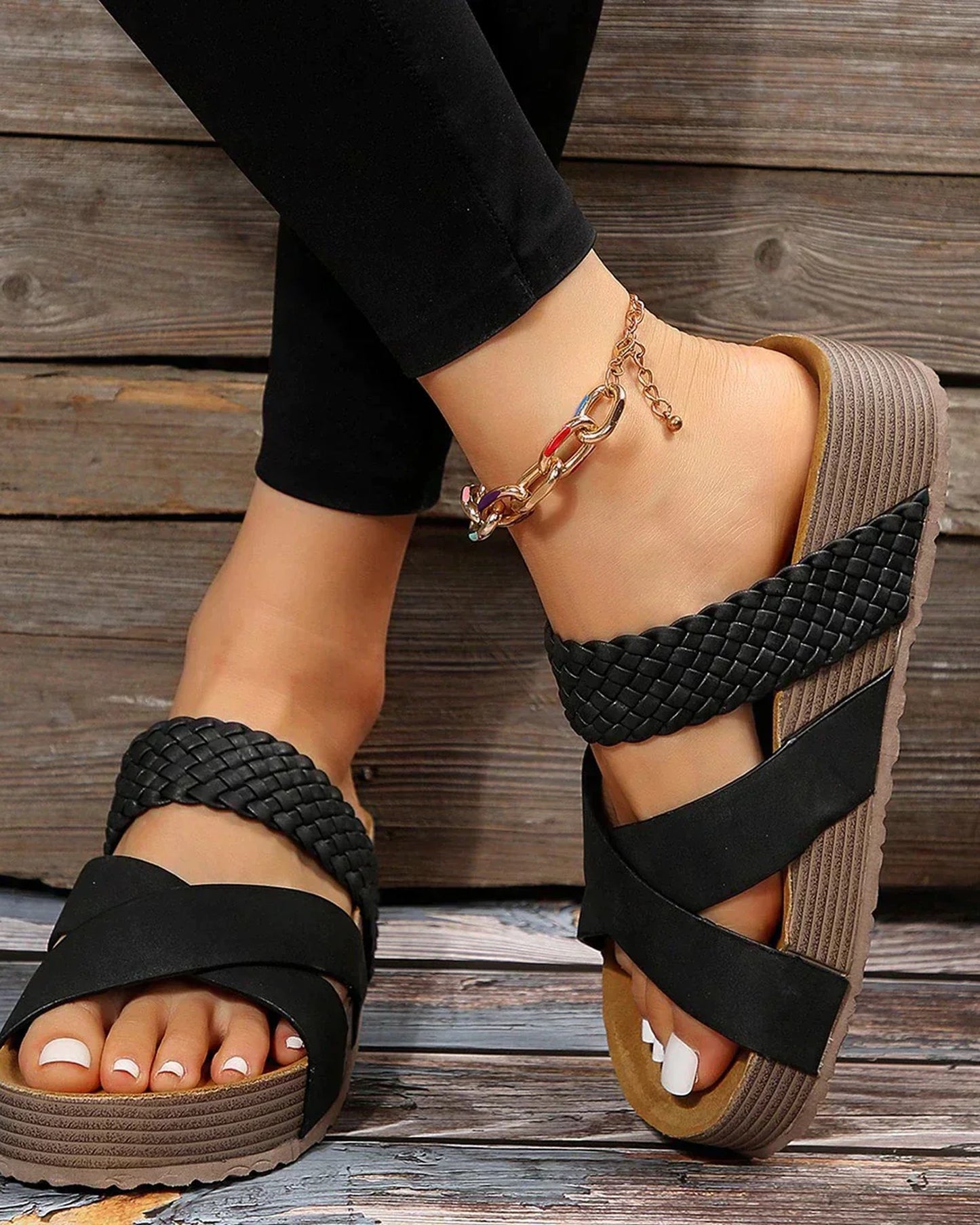 Trinité Dames Sandalen | Gevlochten | Plateauzool