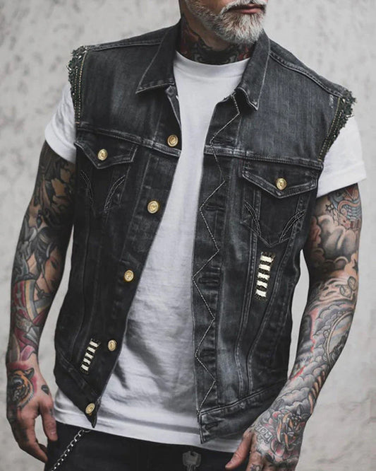 Angelo Heren Bodywarmer | Korte Mouwen | Goudkleurige Knopen