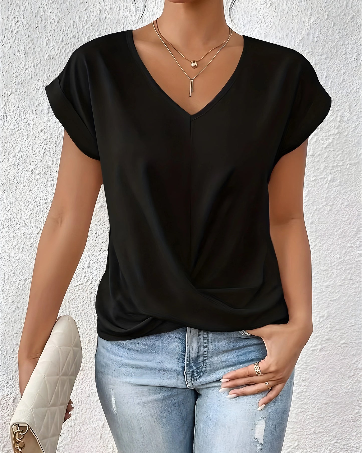 Savine Dames Top | V-Hals | Overslag Detail