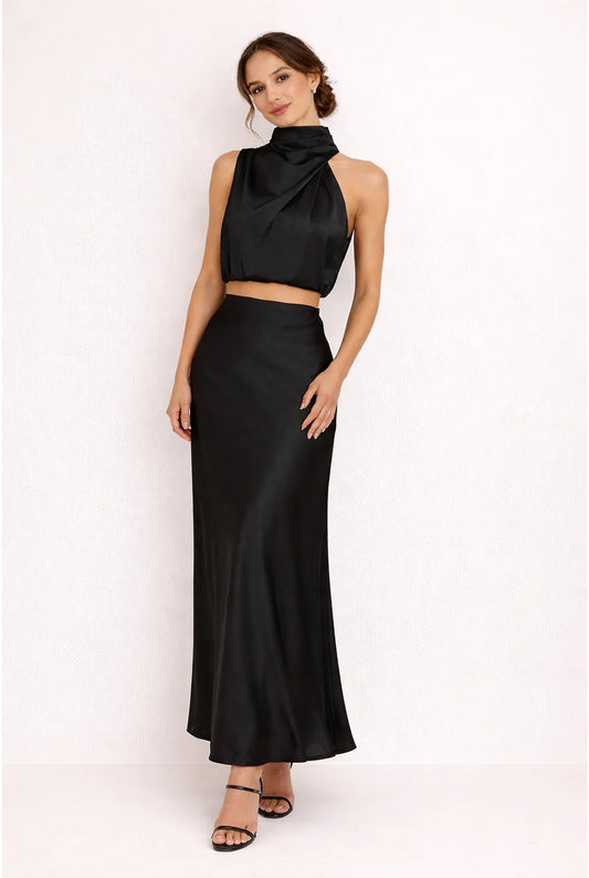 Adrienne Women's Co-ord Set | Halter Neck Top | Maxi Skirt