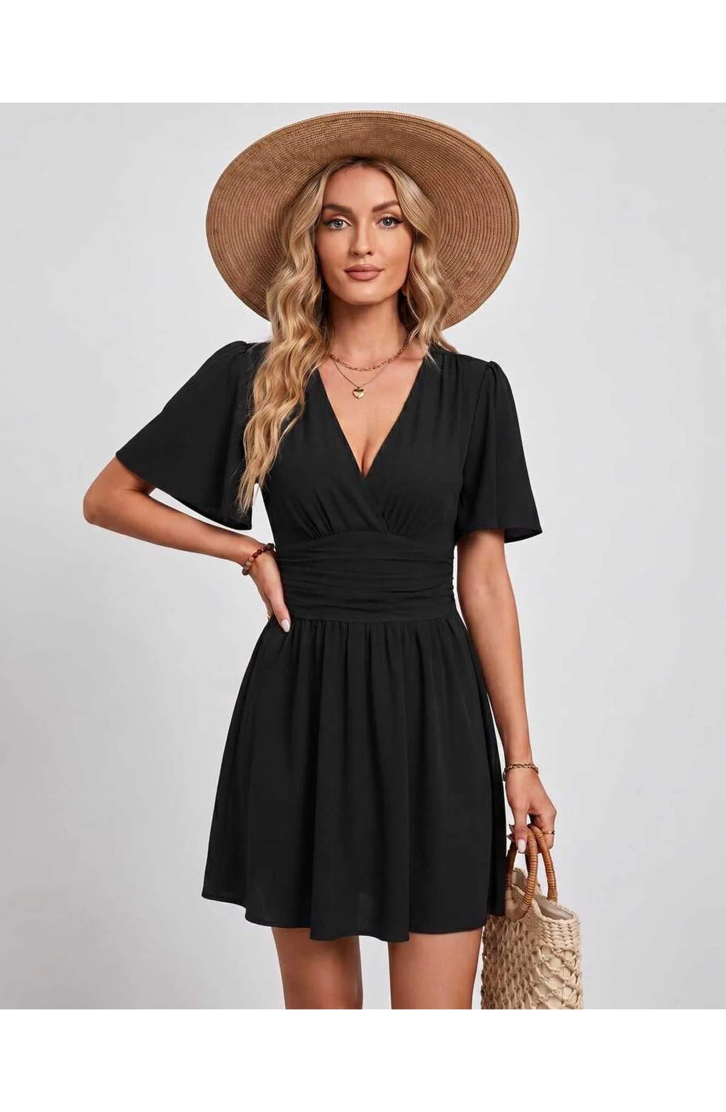 Suzanne Women's Mini Dress | V-Neck | Ruched Waist