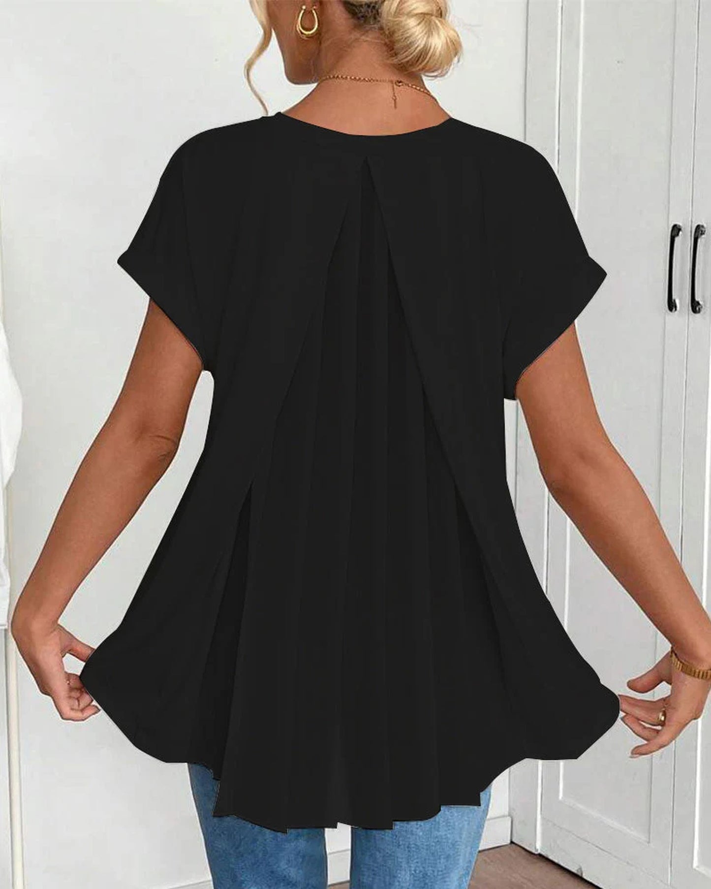 Robine Dames Top | Plooiende Rugdetail | Korte Mouwen