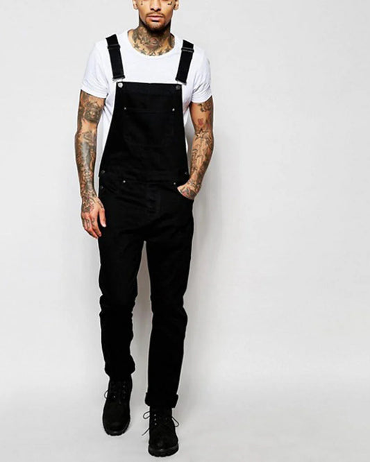 Gaetano Heren Broek | Zwart Denim | Verstelbare Bandplooi
