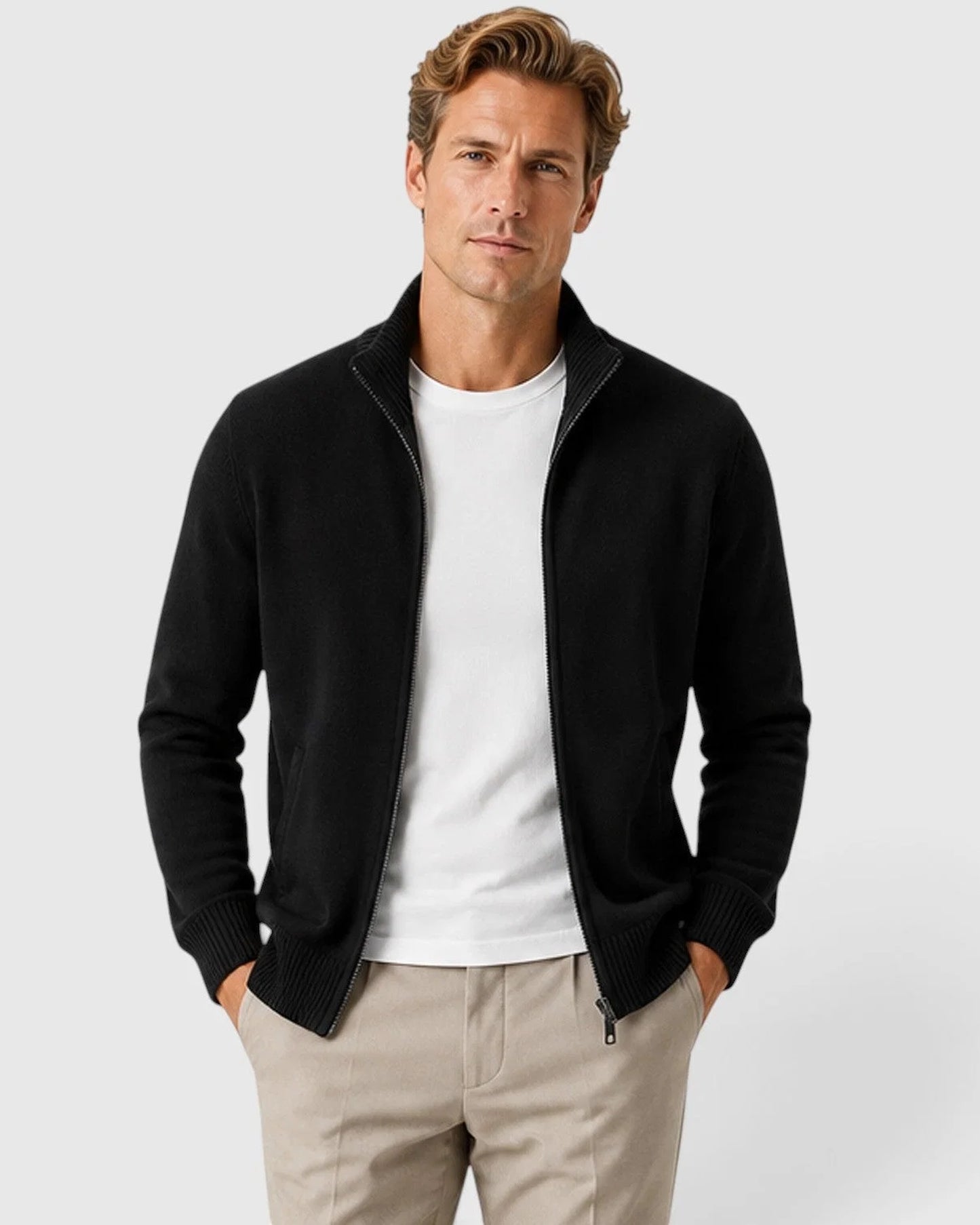 Valerio Heren Vest | Ritssluiting | Geribde Manchetten