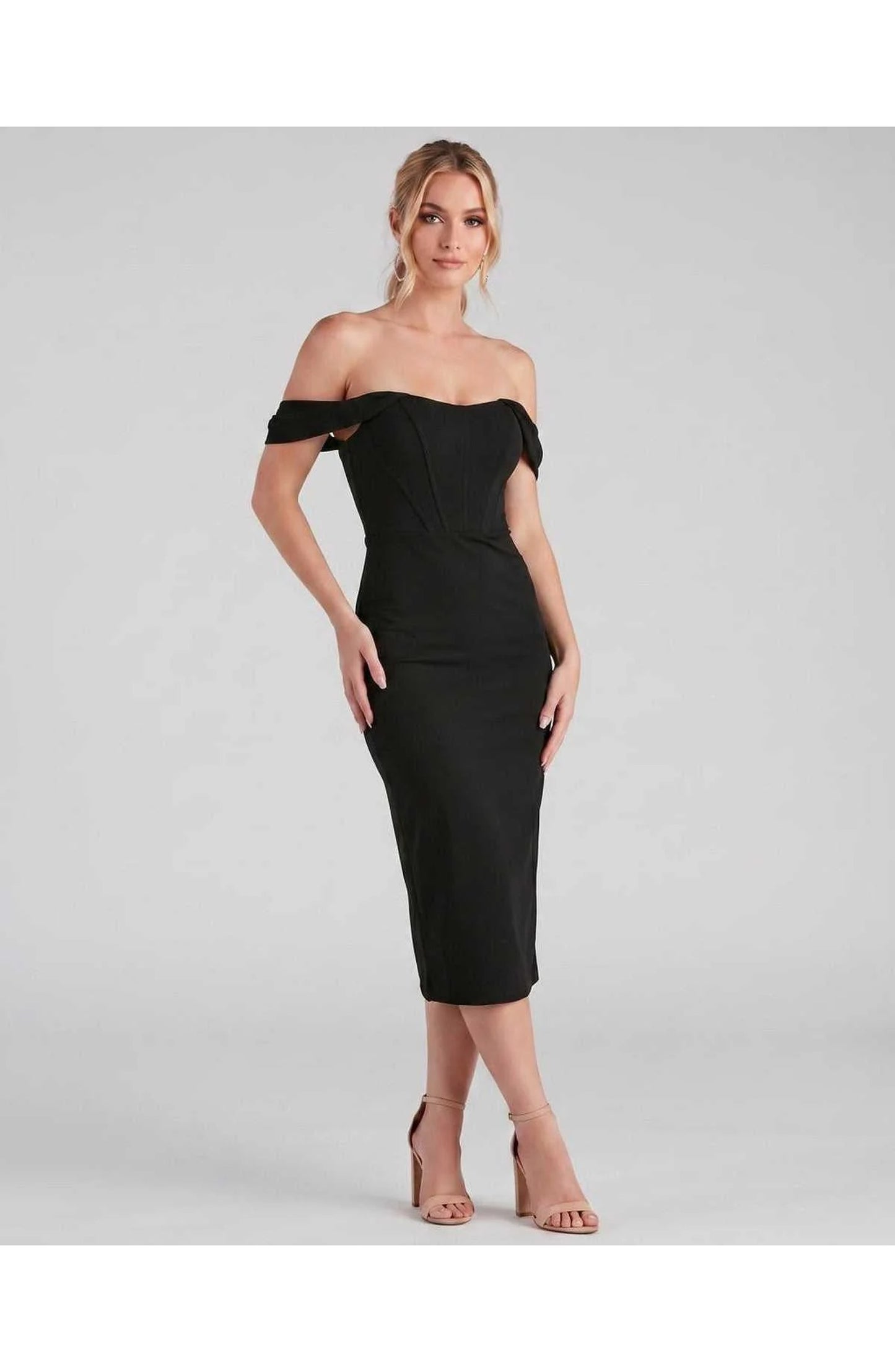 Judith Women's Midi Dress | Off-Shoulder | Bodycon Fit