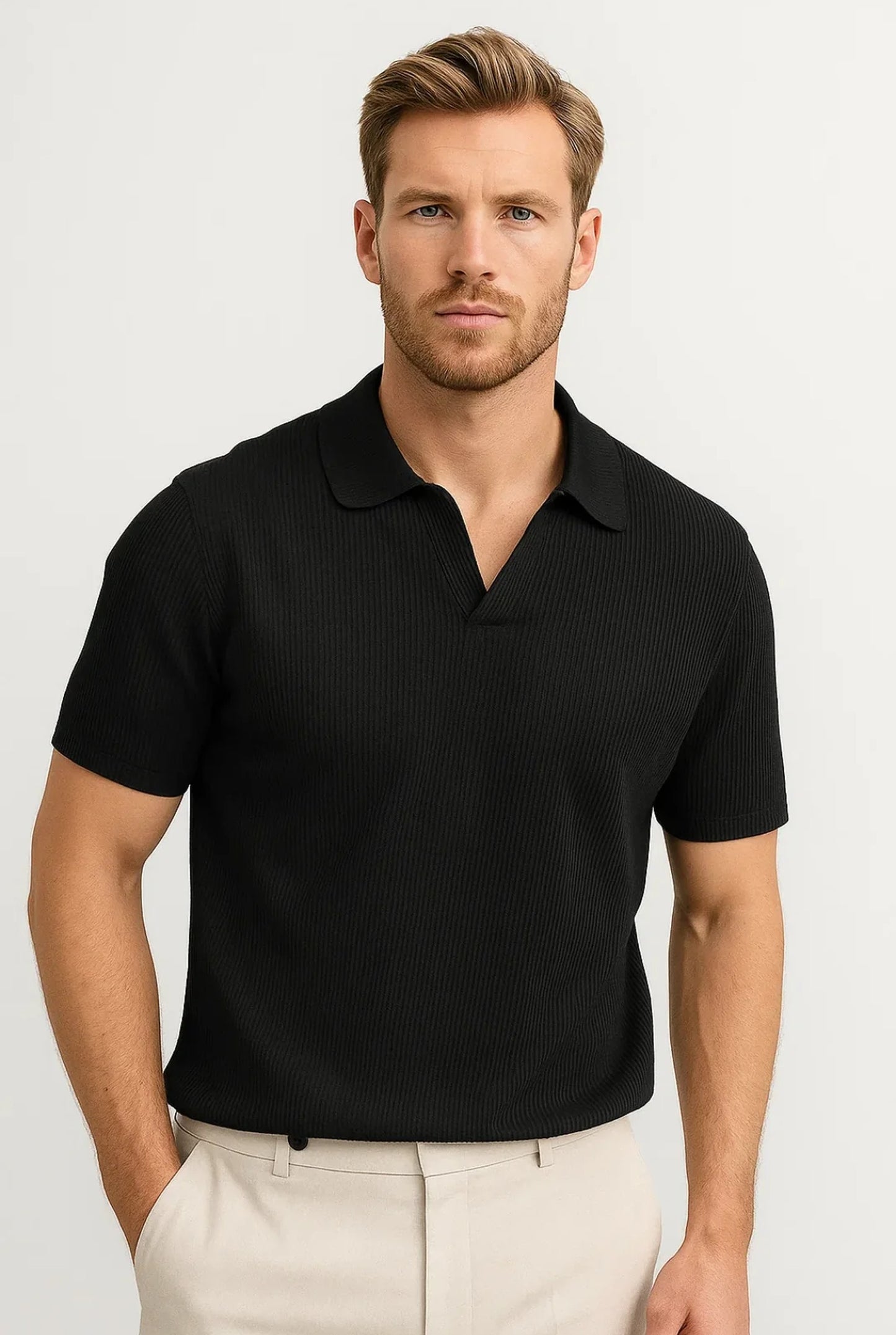 Fabio Heren Polo Shirt | Geribbelde Textuur | Klassieke Polokraag