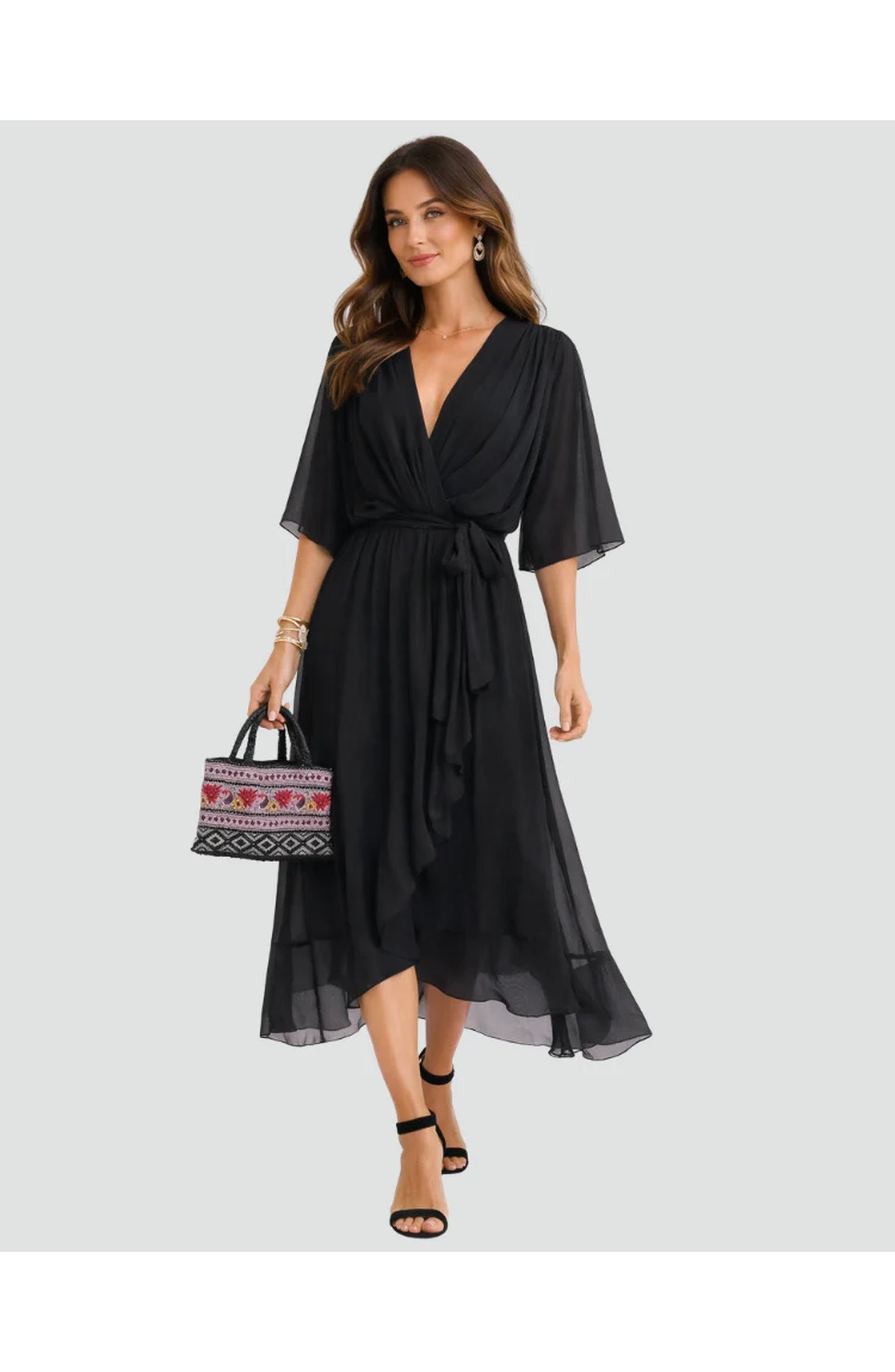 Geneviève Women's Midi Dress | V-Neck | Wrap Design