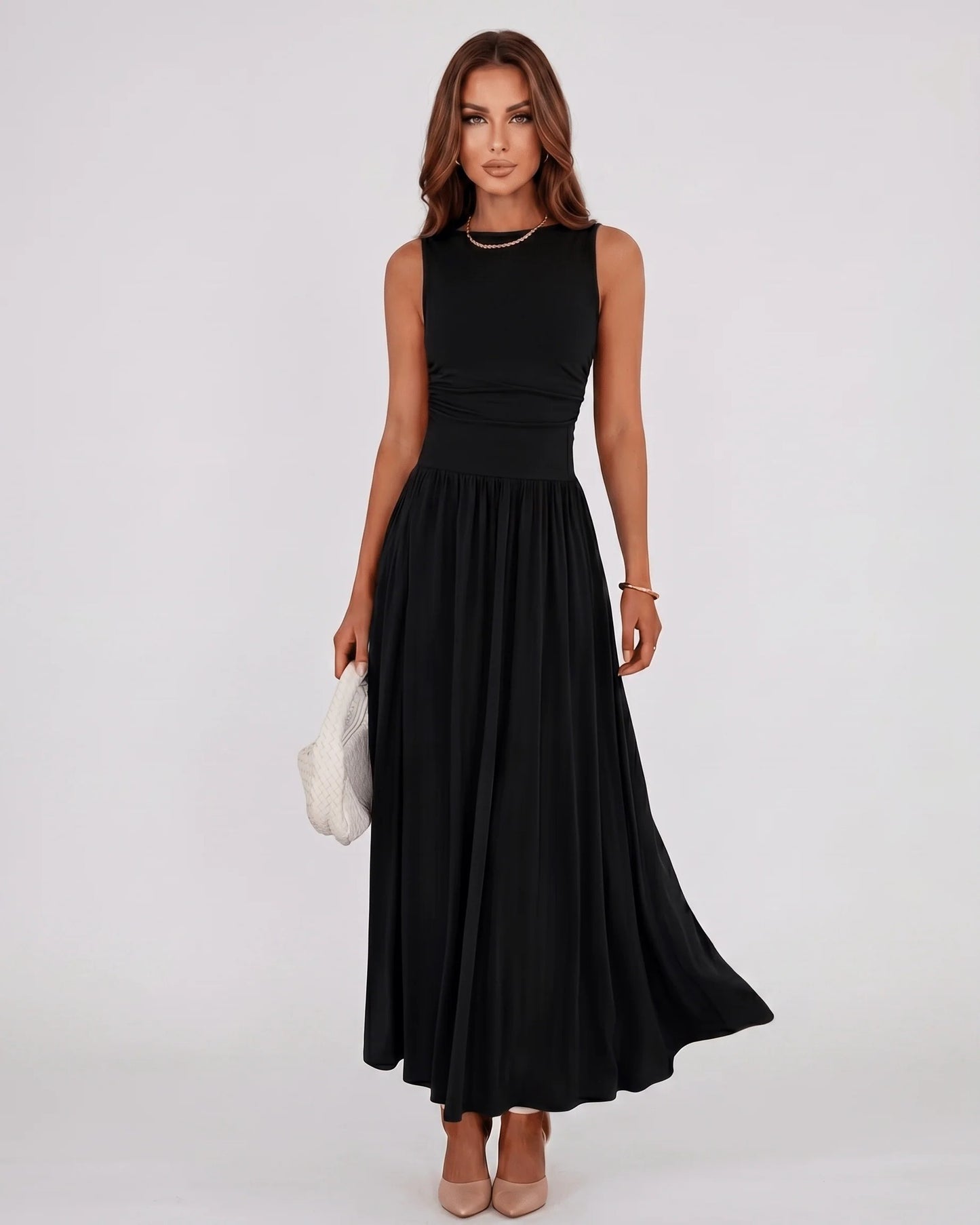 Naïs Dames Maxi Jurk | Geplooide Taille | Sleeveless