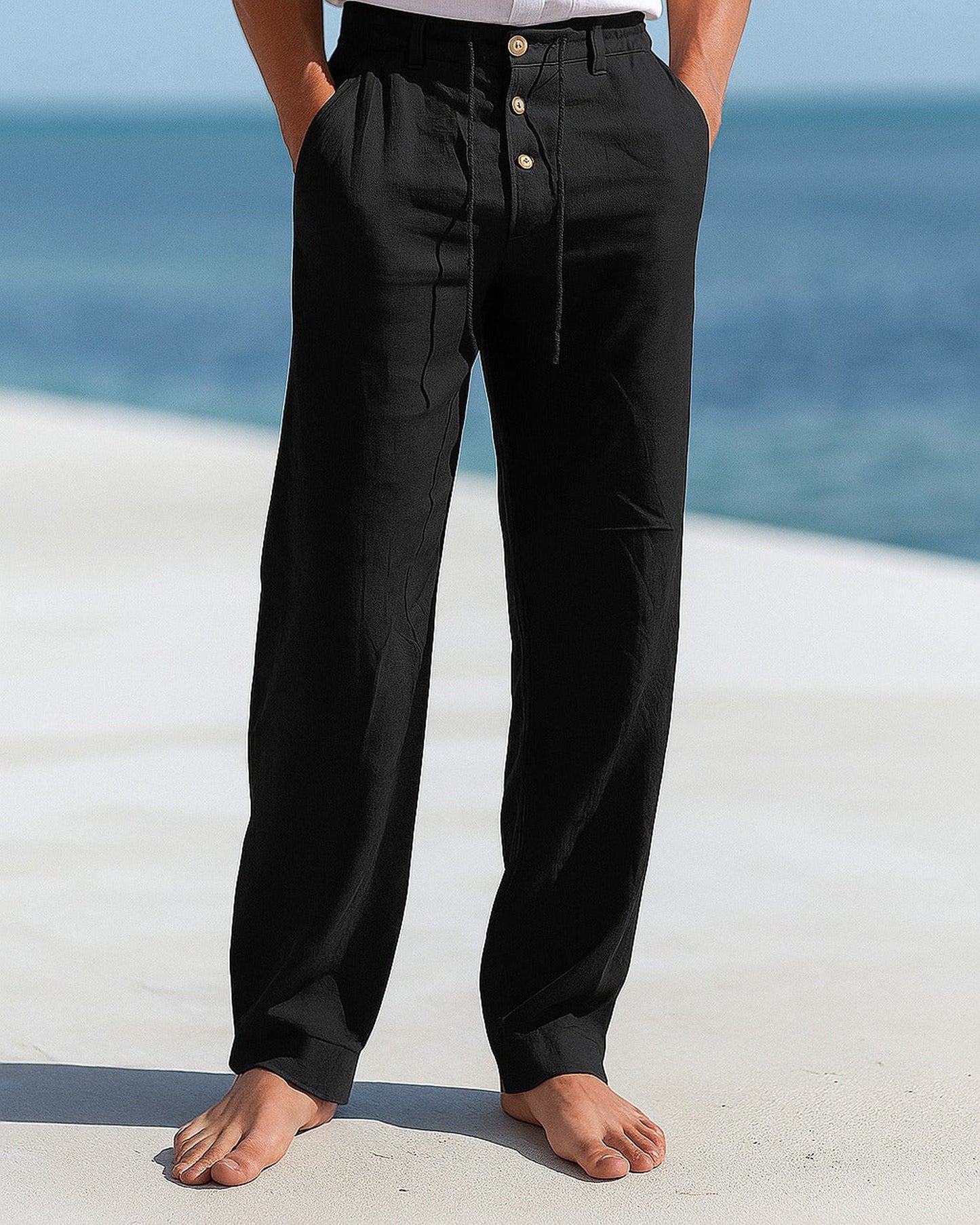 Gregorio Heren Trousers | Linen Weaving | Adjustable Waist