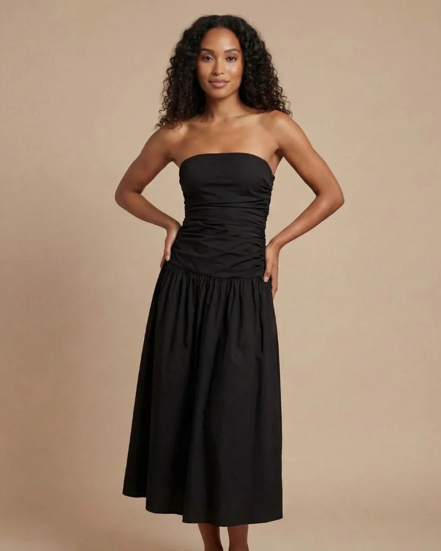 Modeste Dames Maxi Jurk | Strapless Bovenstuk | Gerimpelde Taille
