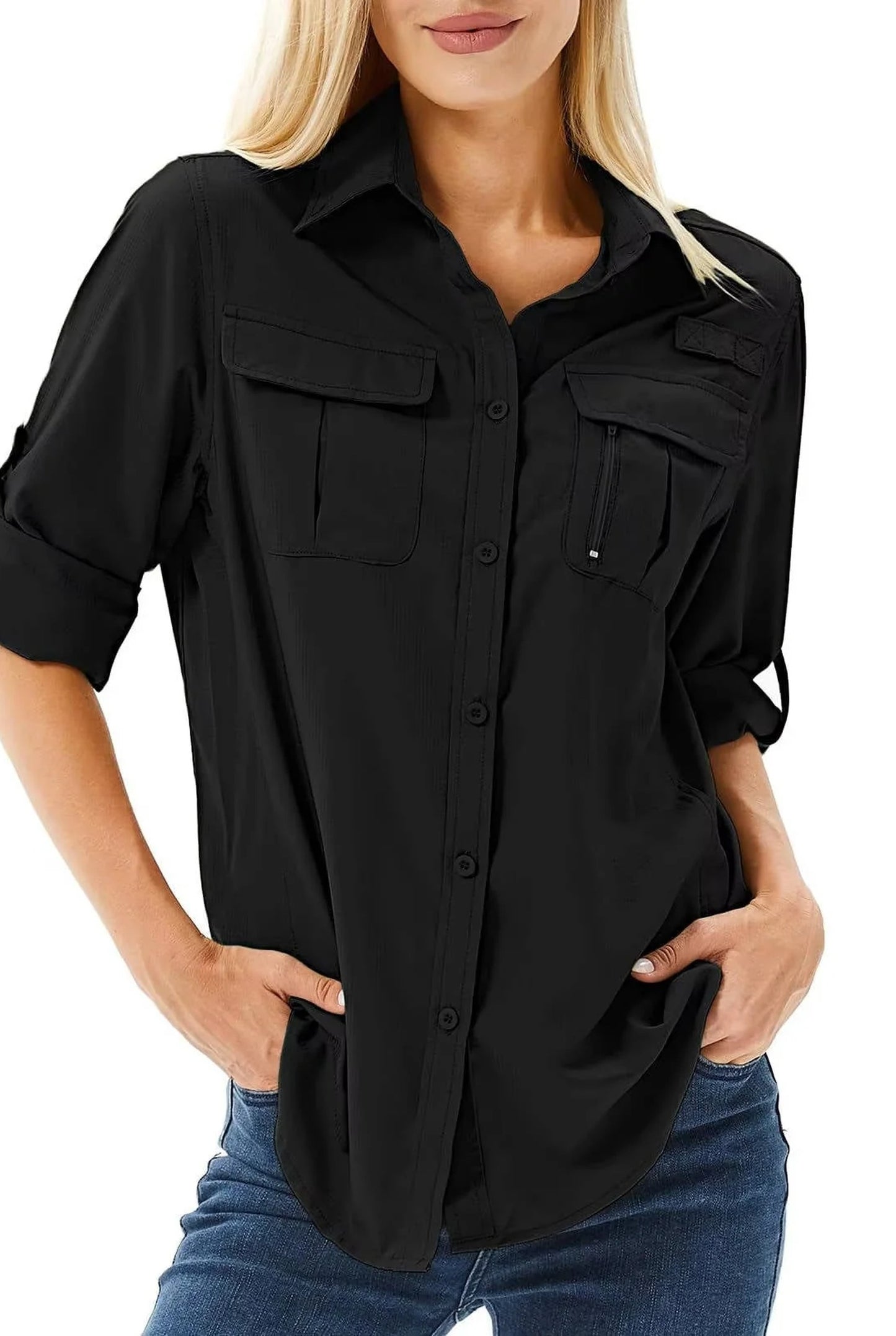 Amanda Dames Blouse | Korte Mouwen | Borstzakken