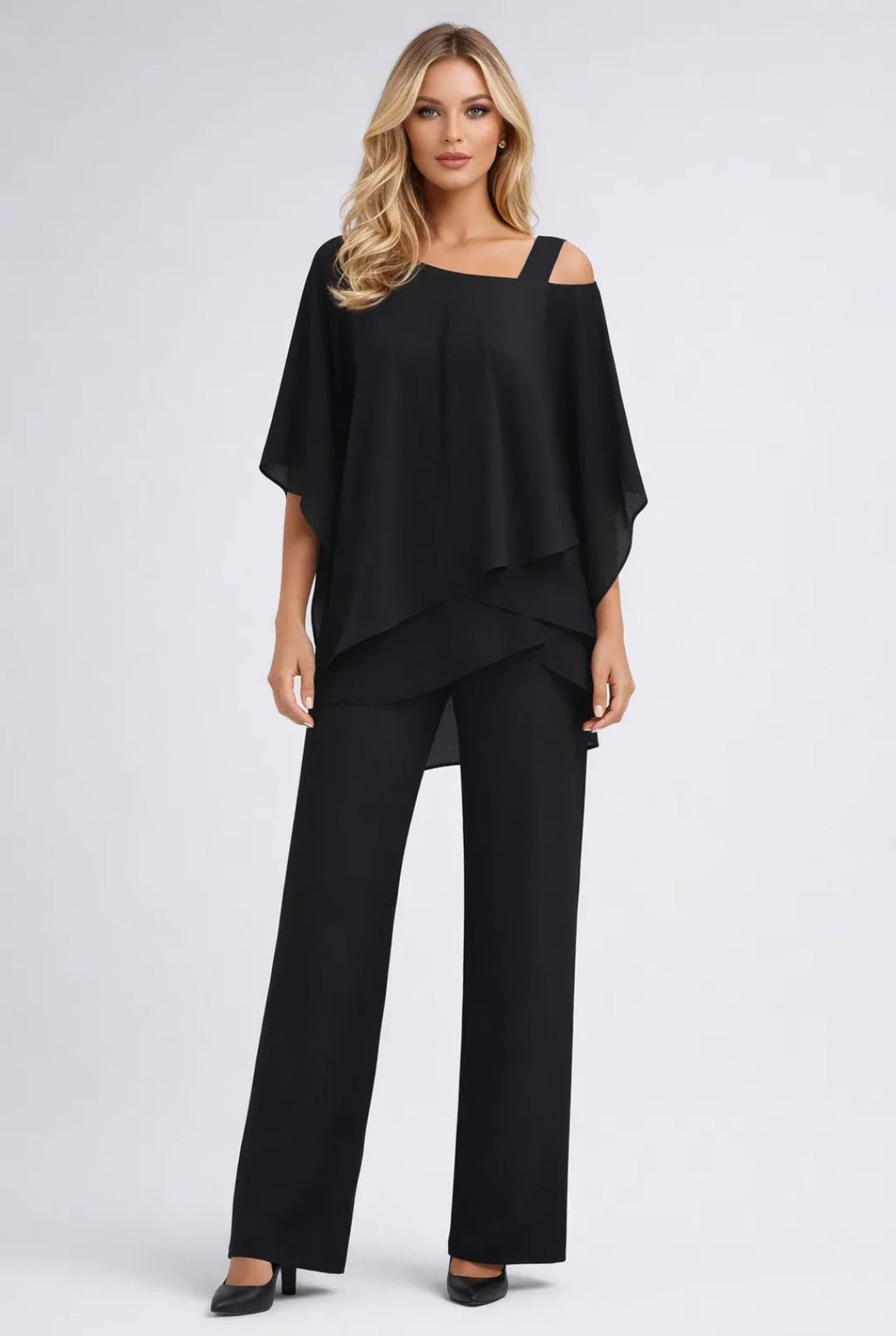 Murielle Dames Co-Ord Set | Chiffon Overlay Top | Wijde Broek