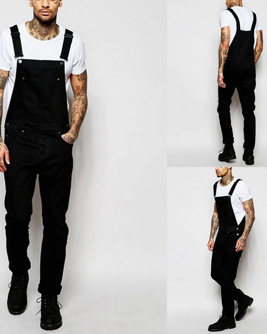 Gaetano Heren Broek | Zwart Denim | Verstelbare Bandplooi