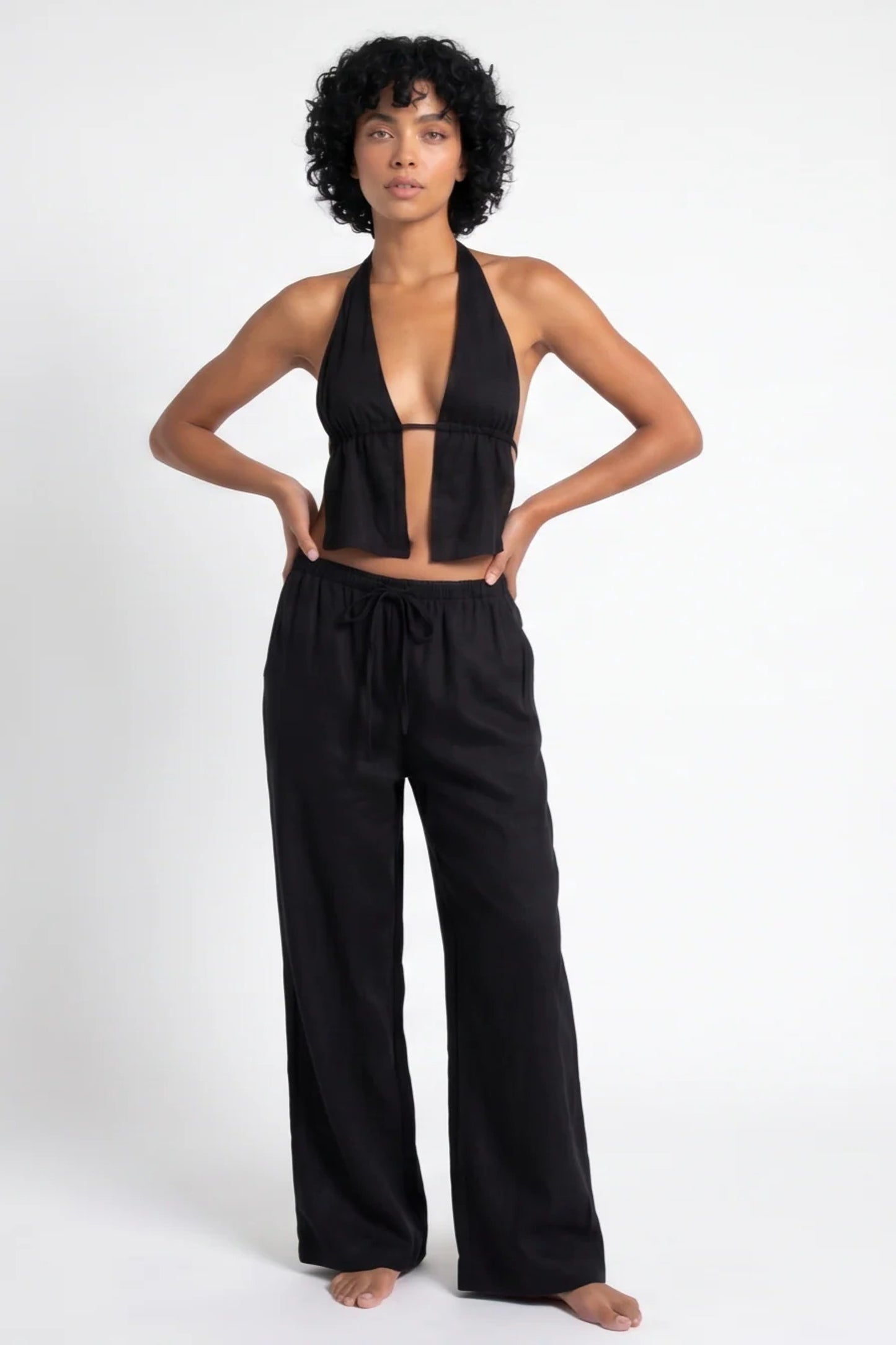 Aurélie Women’s Co-Ord Set | Halter Crop Top | Wide Leg Pants