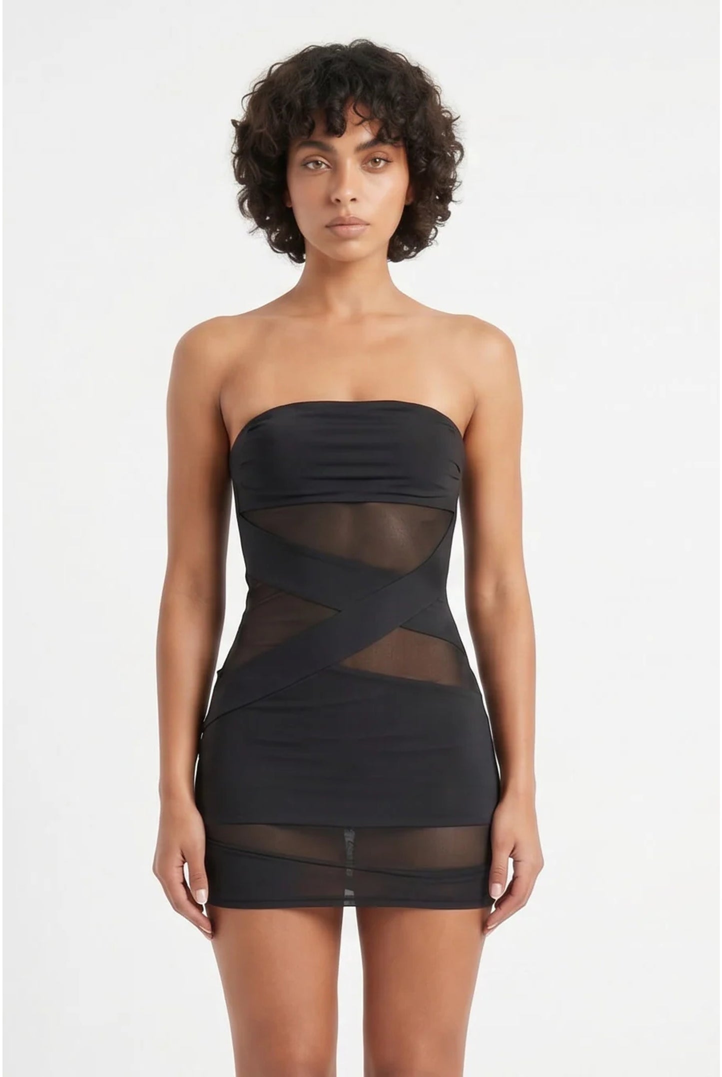 Women’s Mini Dress | Strapless | Mesh Panels