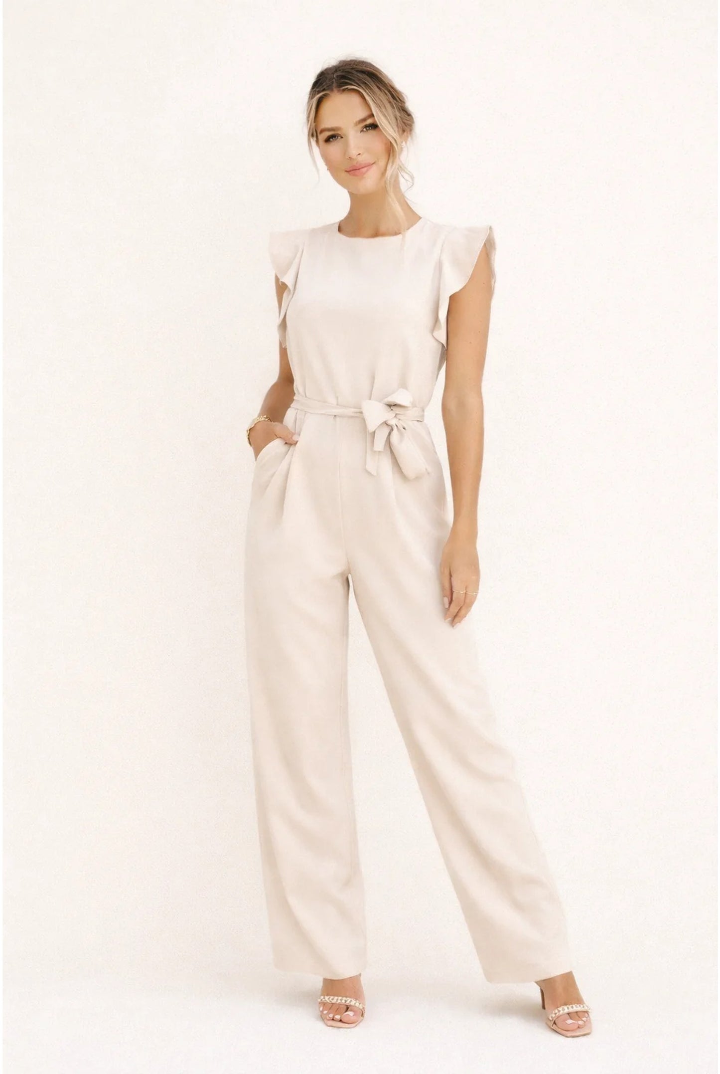 Élise Women's Jumpsuit | Ruffle Sleeves | Tie Belt