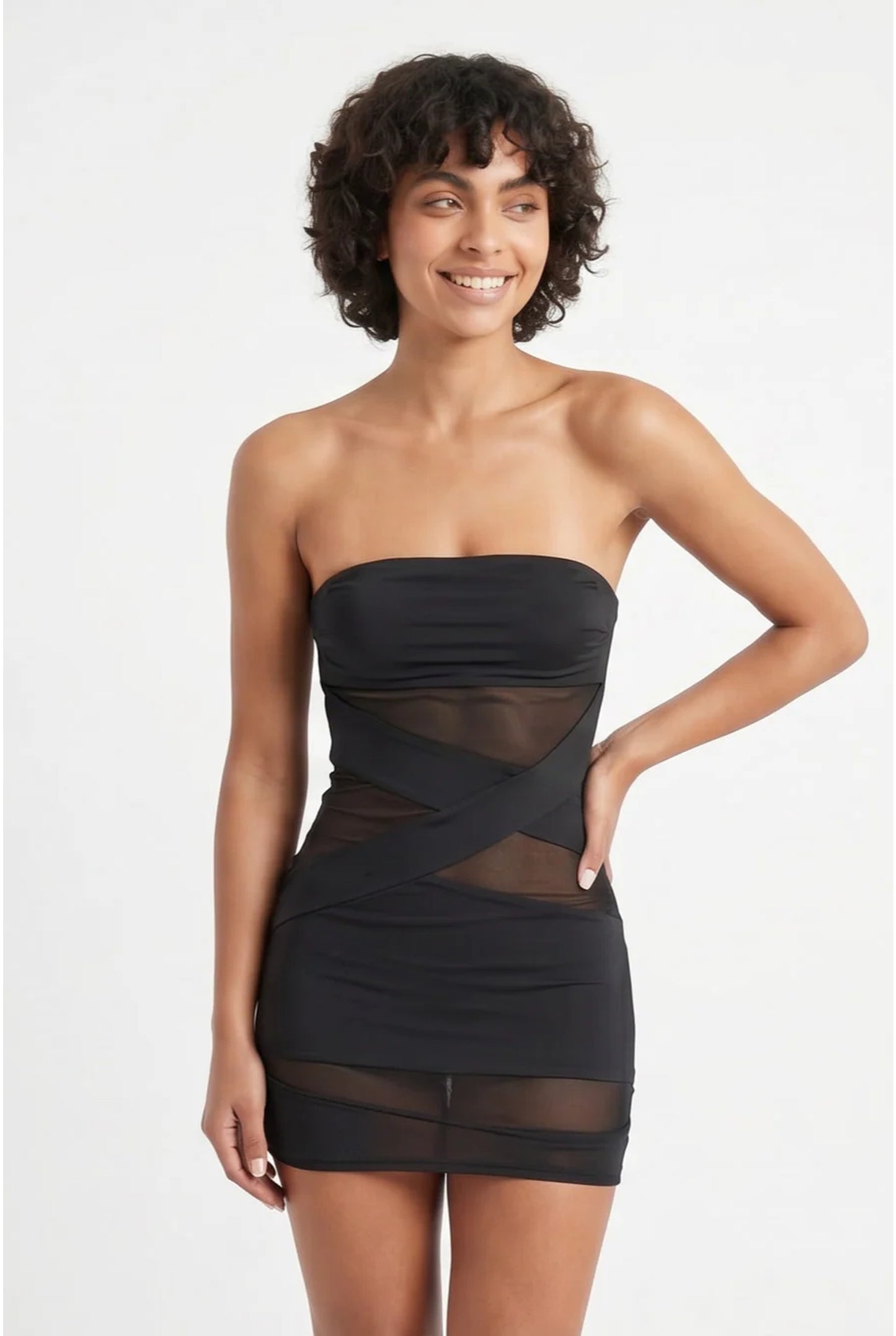 Women’s Mini Dress | Strapless | Mesh Panels