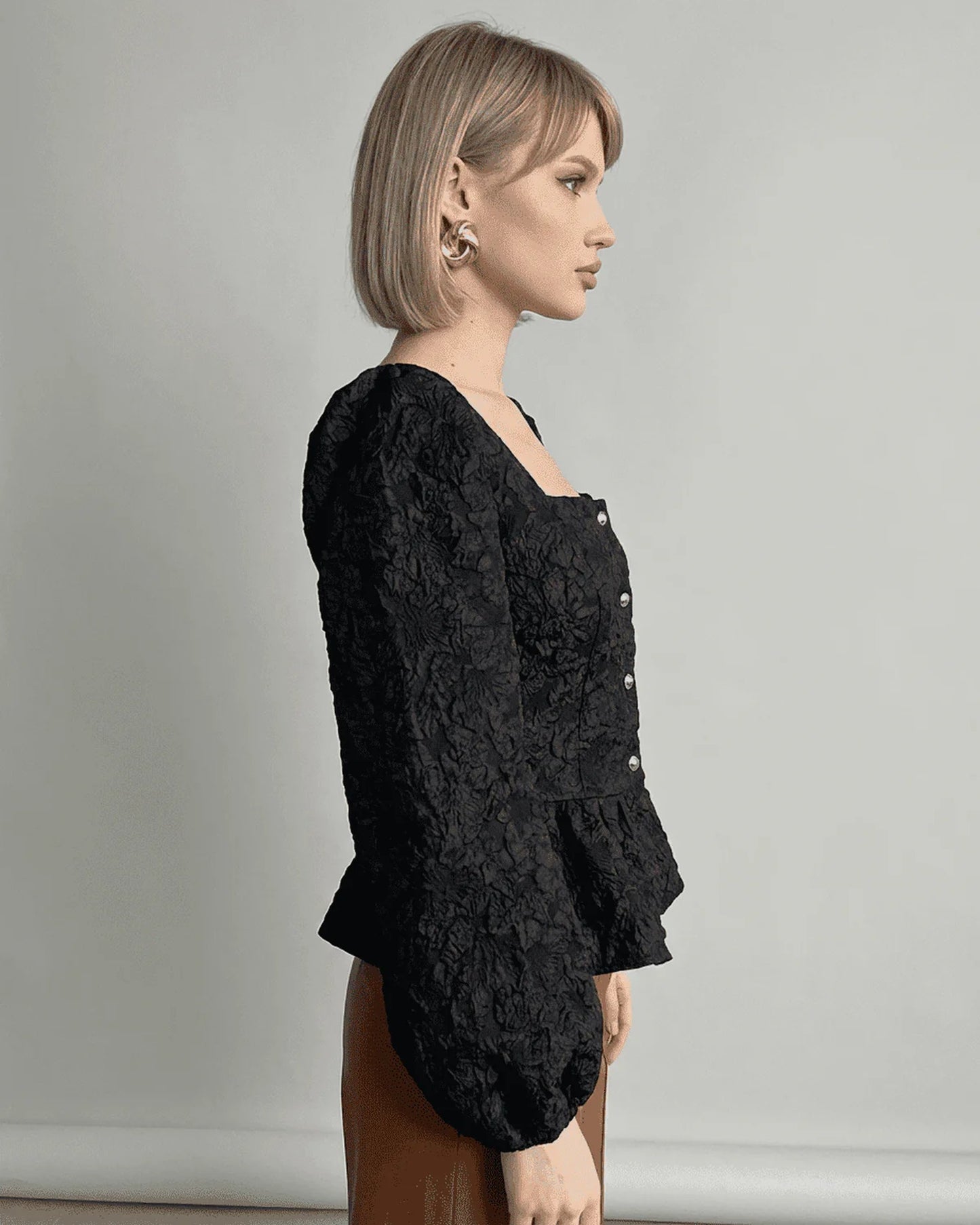 Aiglantine Dames Top | Peplum | Pofmouwen