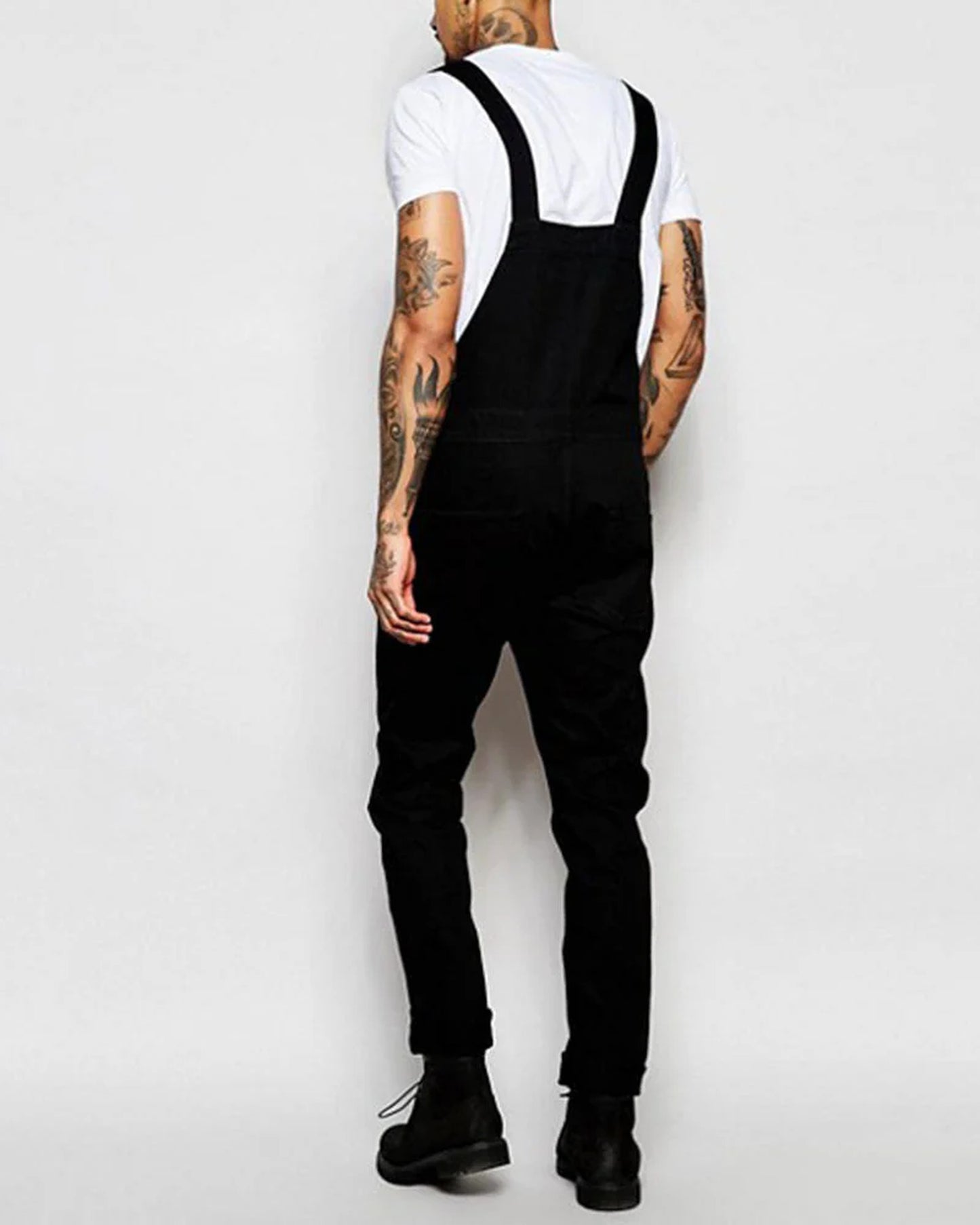 Gaetano Heren Trousers | Black Denim | Adjustable Waist Pleat
