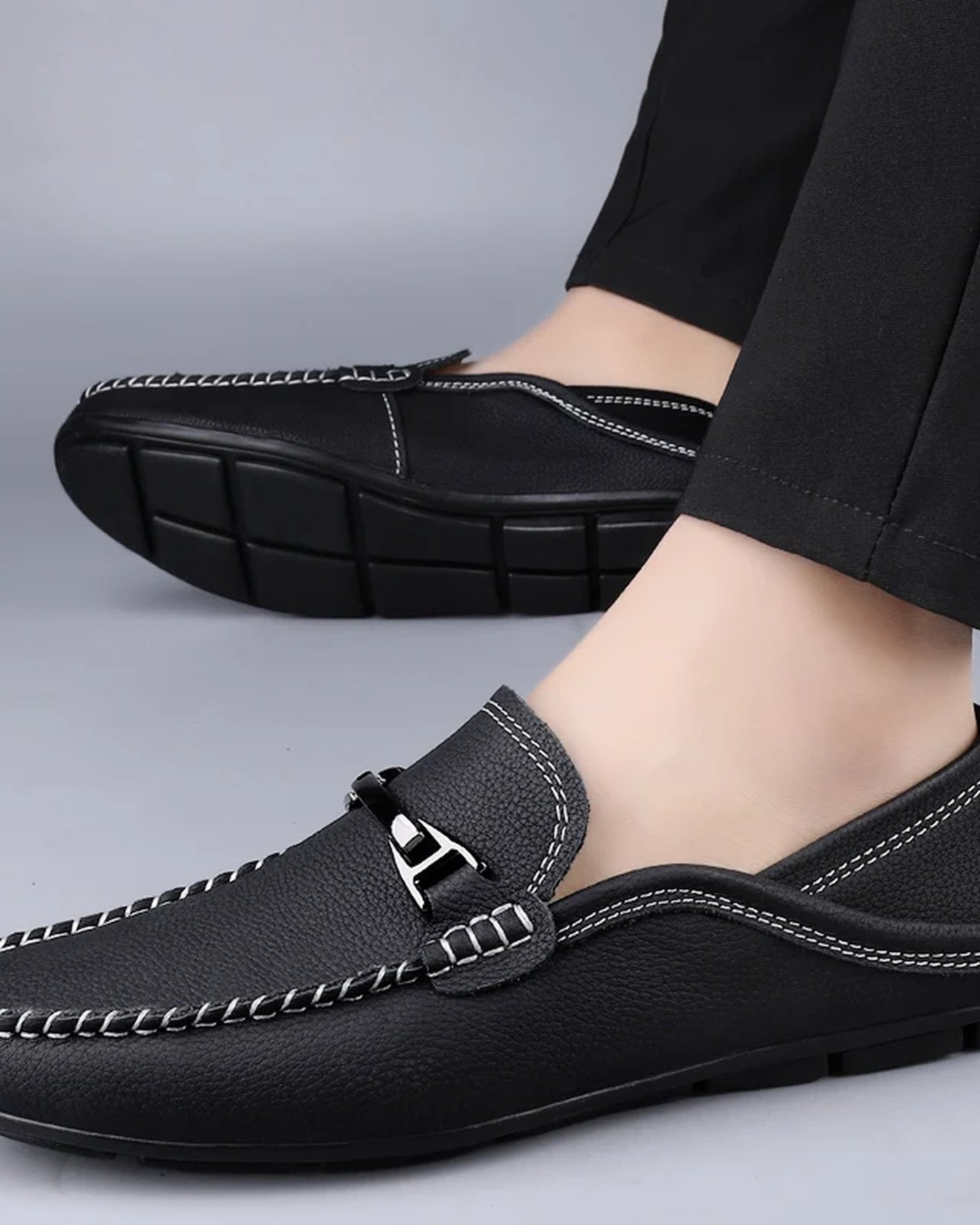 Nazzareno Heren Schoenen | Loafer Met Gesp | Genaaide Details