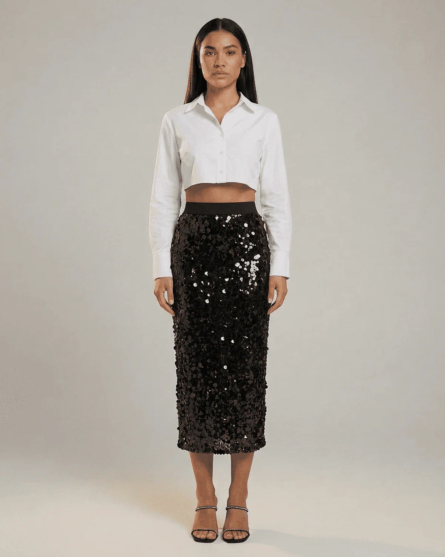 Sixtine Dames Midi Rok | Pailletten | Rechte Pasvorm