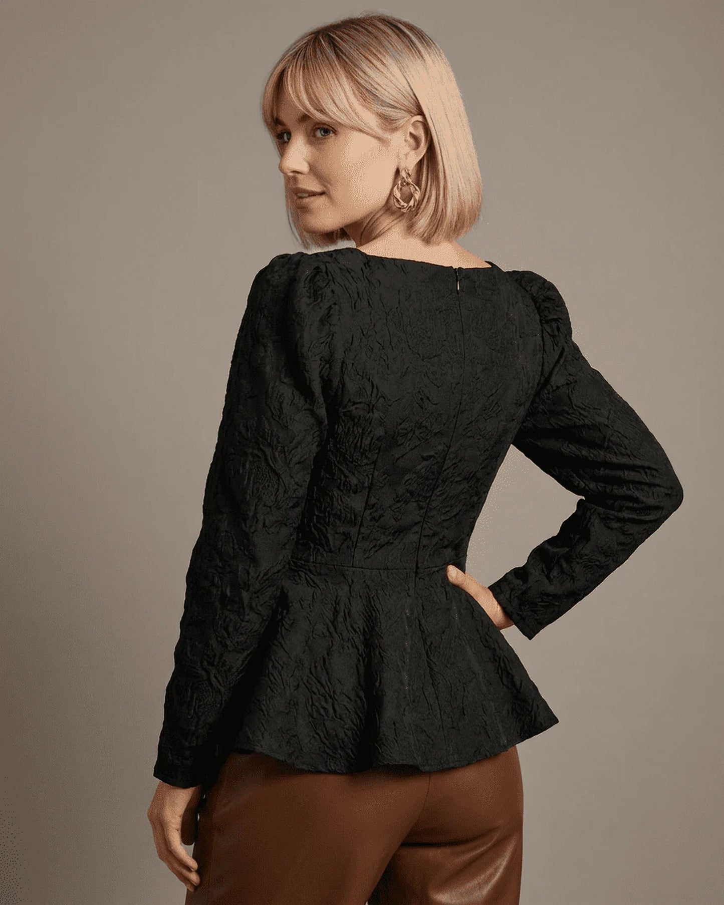 Aiglantine Dames Top | Peplum | Pofmouwen