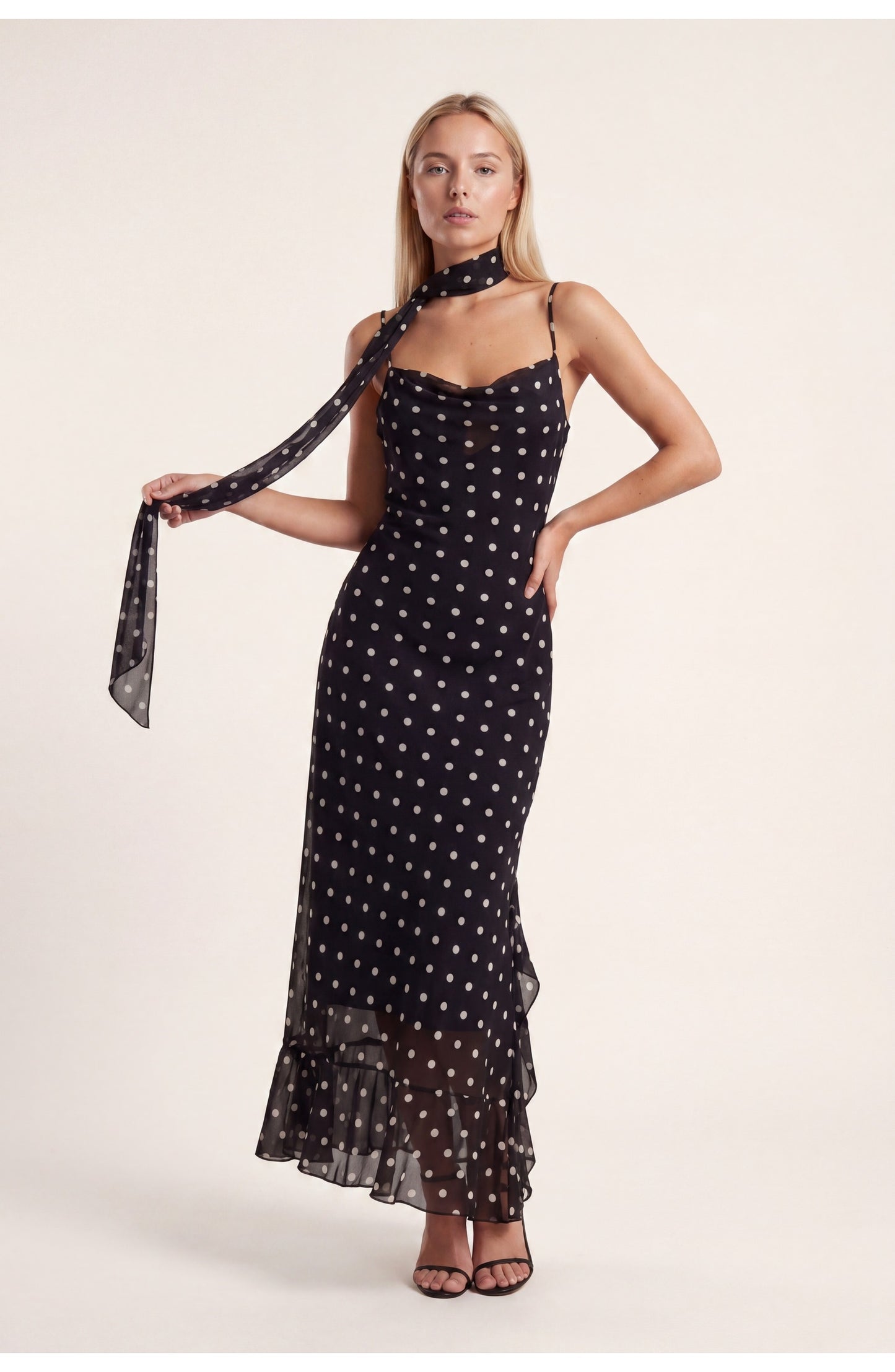 Valentine Women's Maxi Dress | Polka Dot | Halterneck with Corset Style