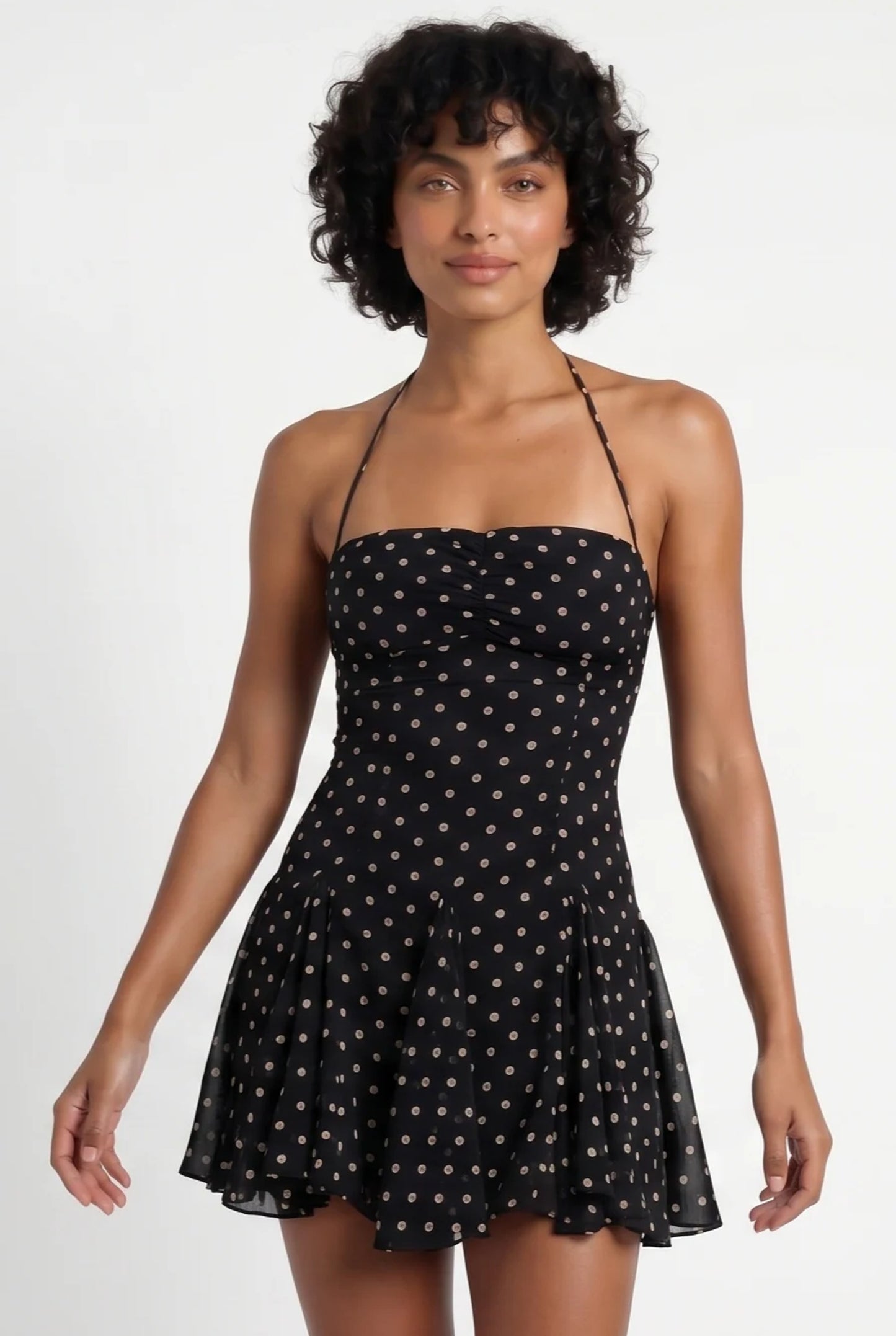 Imelda Dames Mini Jurk | Polkadot Print | Halter Nek