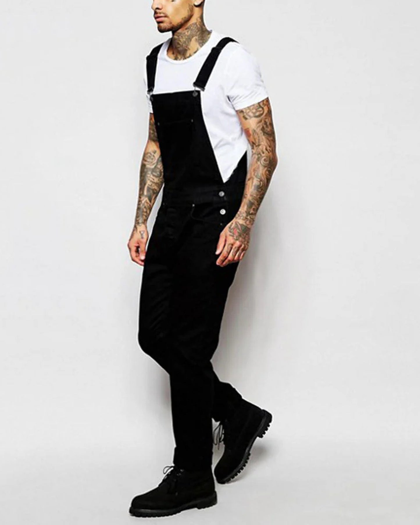 Gaetano Heren Trousers | Black Denim | Adjustable Waist Pleat