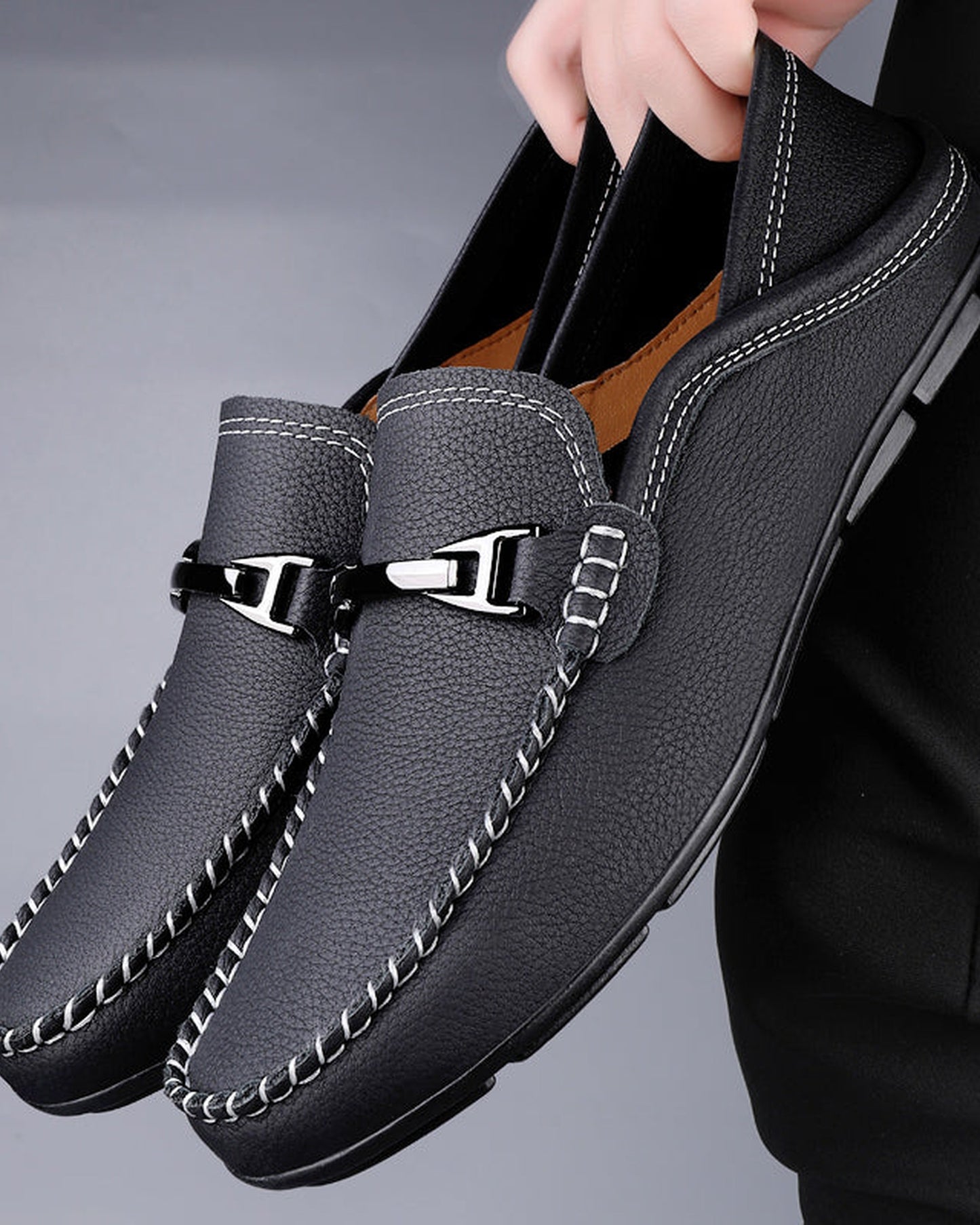 Nazzareno Heren Schoenen | Loafer Met Gesp | Genaaide Details
