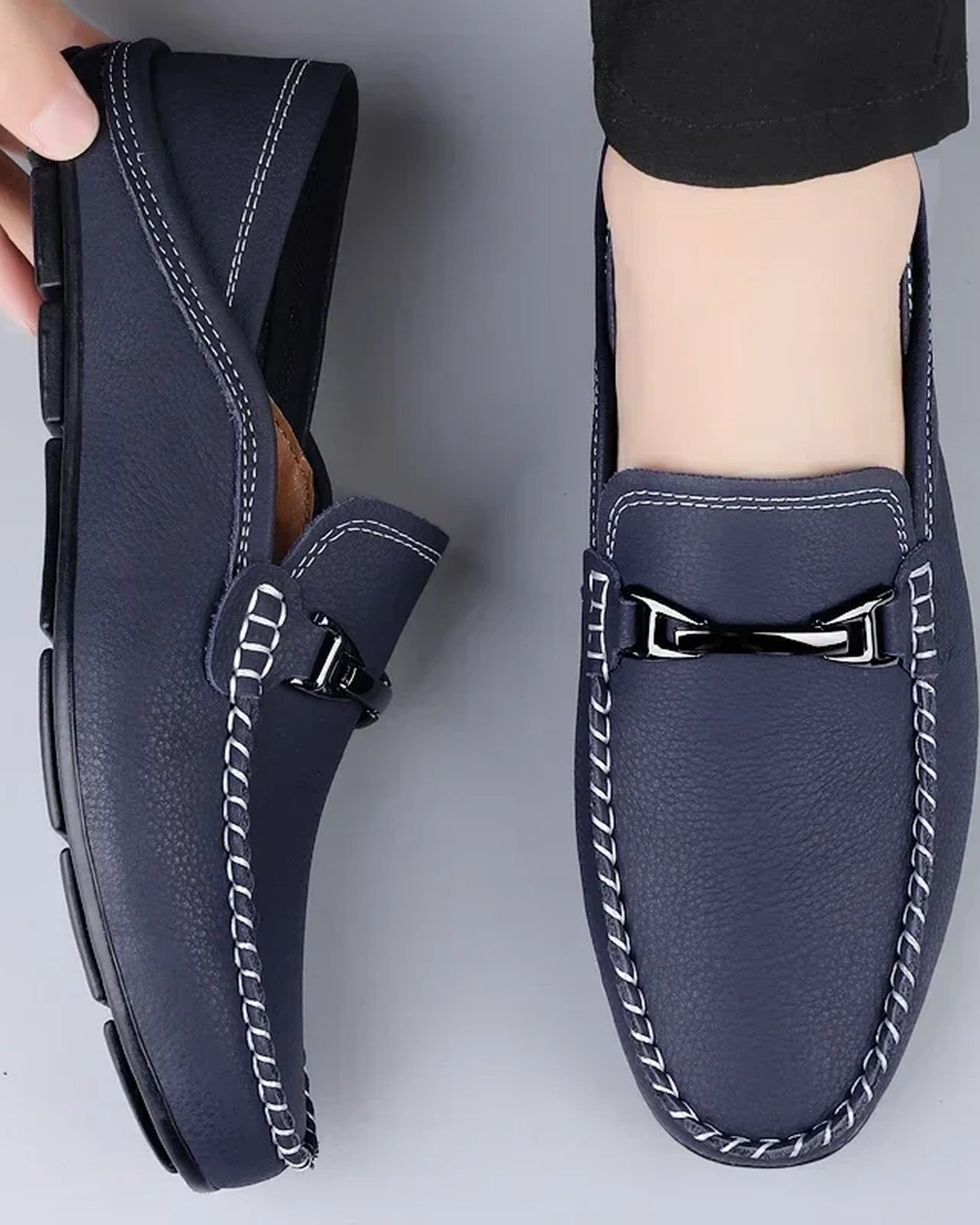Nazzareno Heren Schoenen | Loafer Met Gesp | Genaaide Details