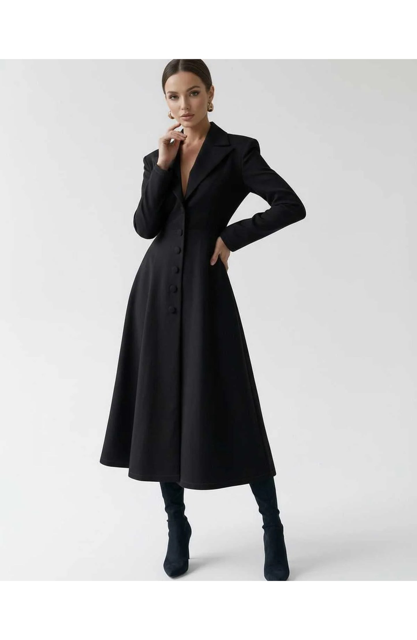 Women's Midi Dress | Lapel Collar | Flared Skirt