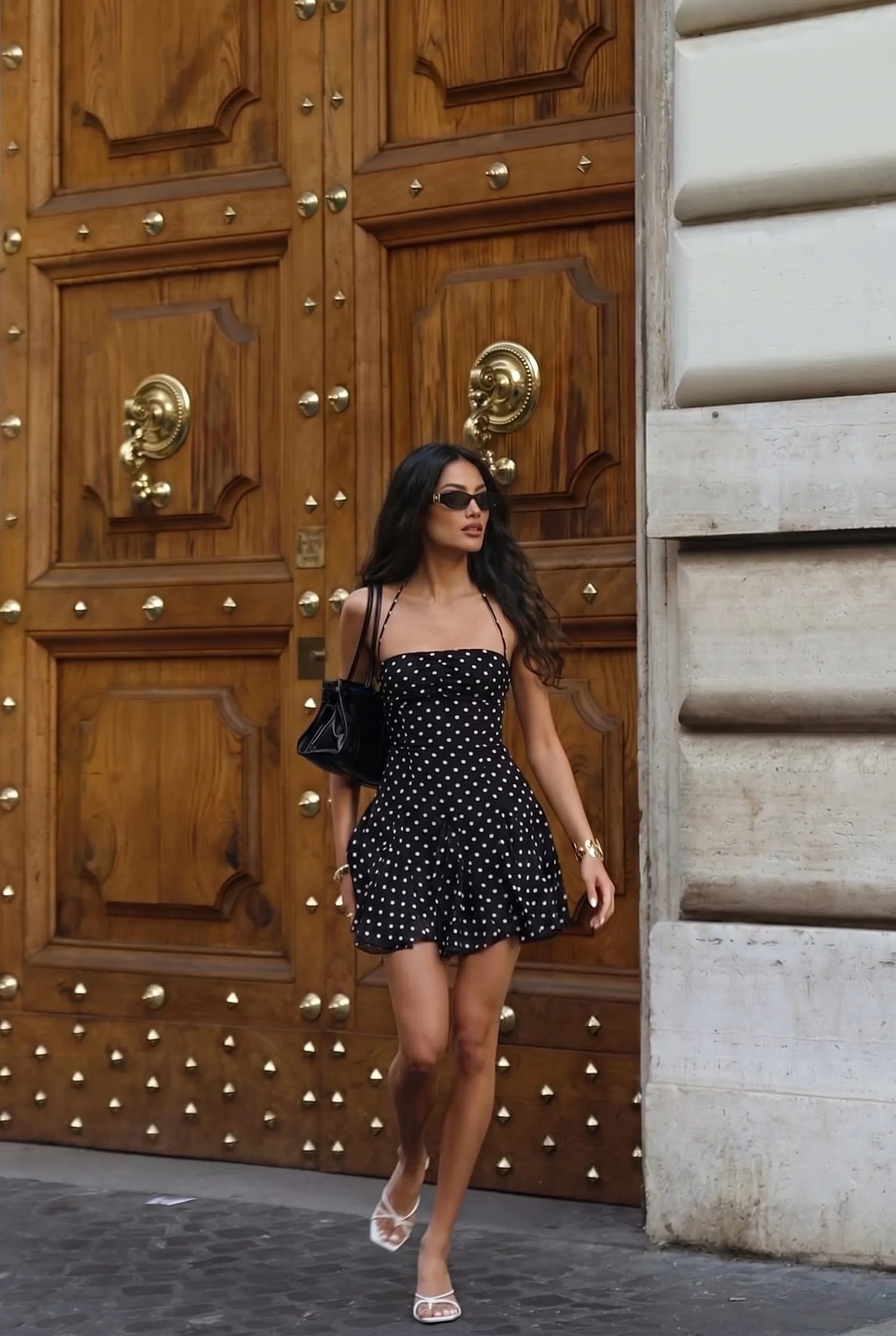 Imelda Dames Mini Jurk | Polkadot Print | Halter Nek