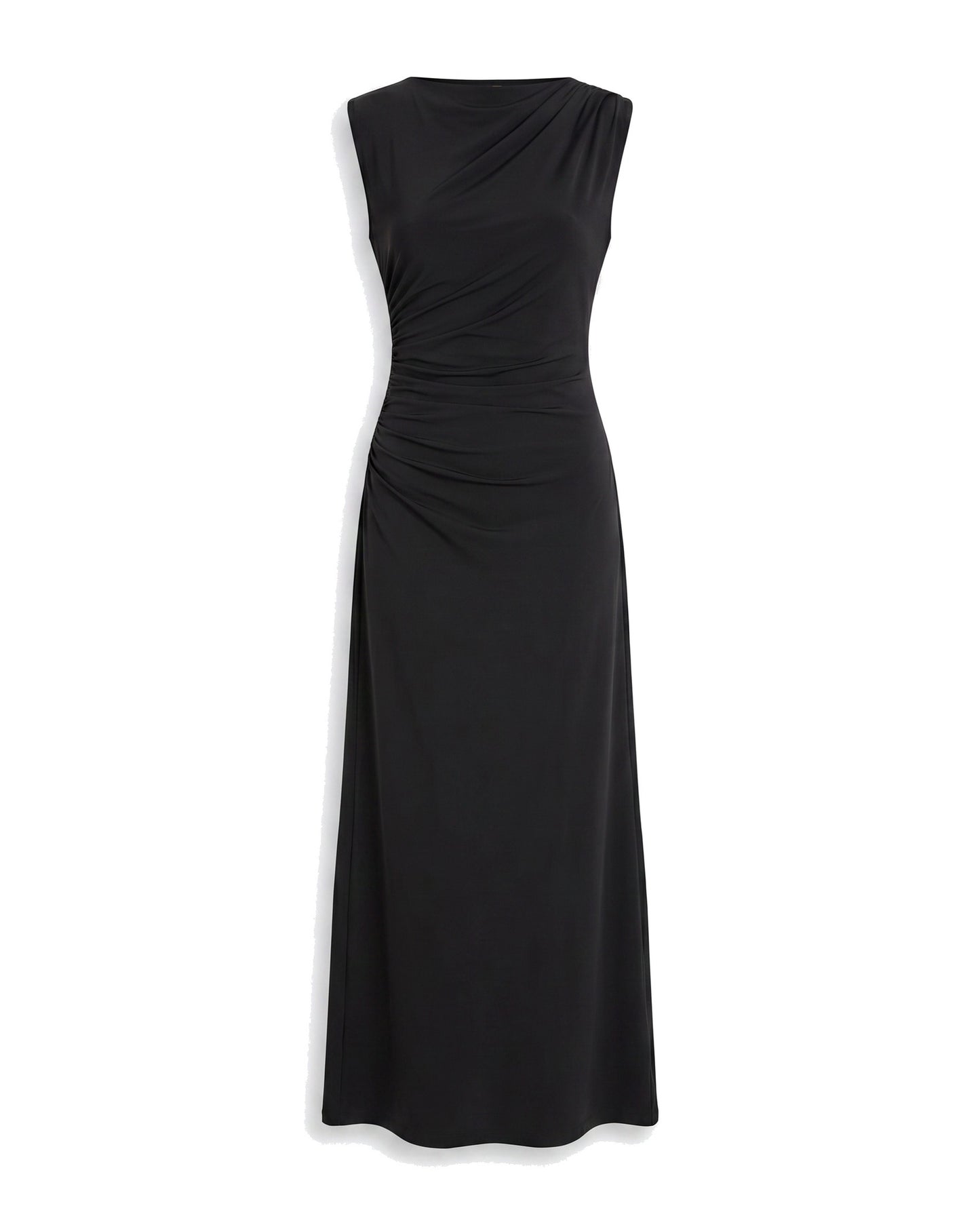 Martine Dames Midi Jurk | Gedrapeerde Taille | Ronde Halslijn
