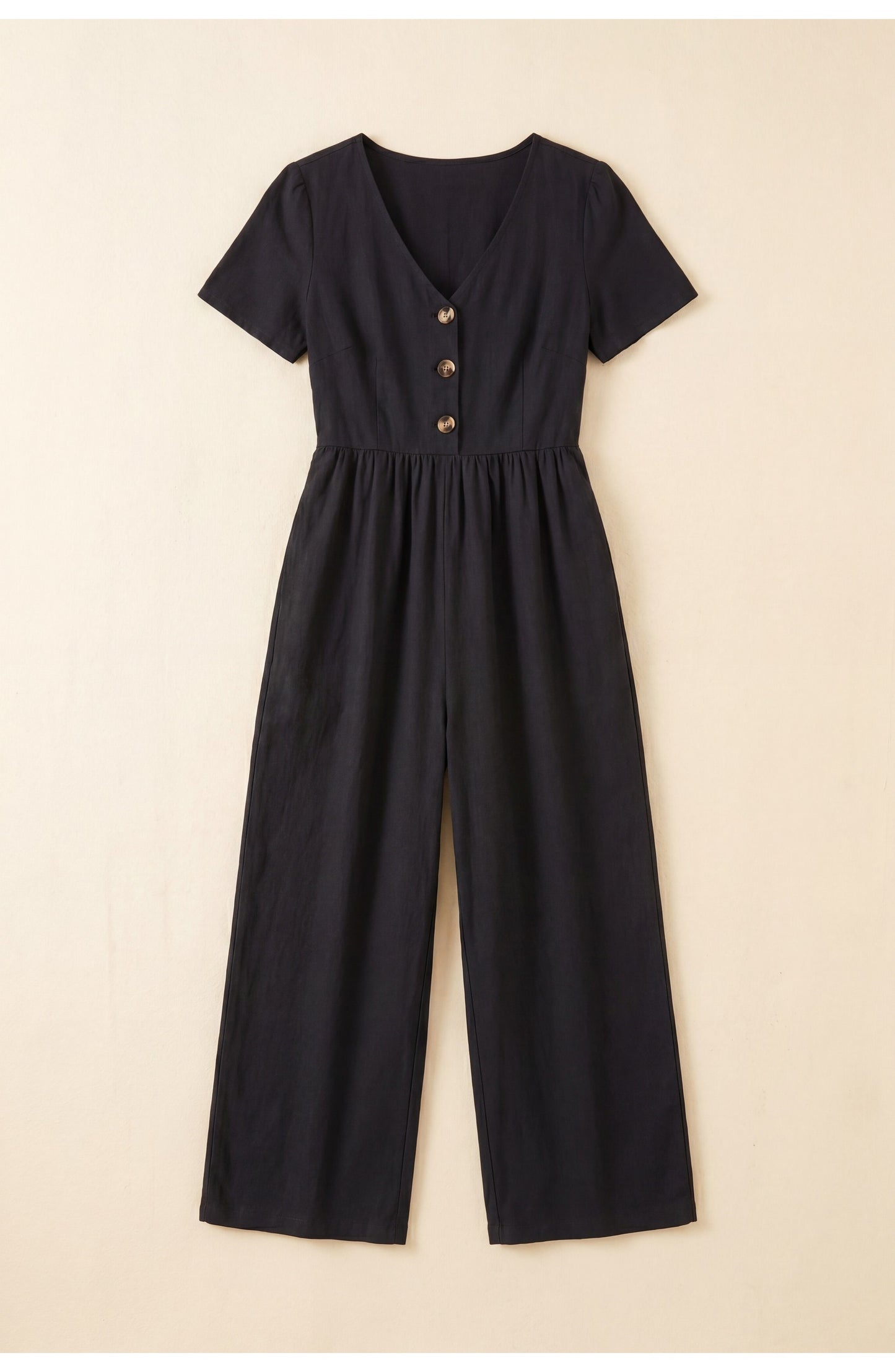 Régine Dames Jumpsuit | V-Hals met Knopen | Hoge Taille