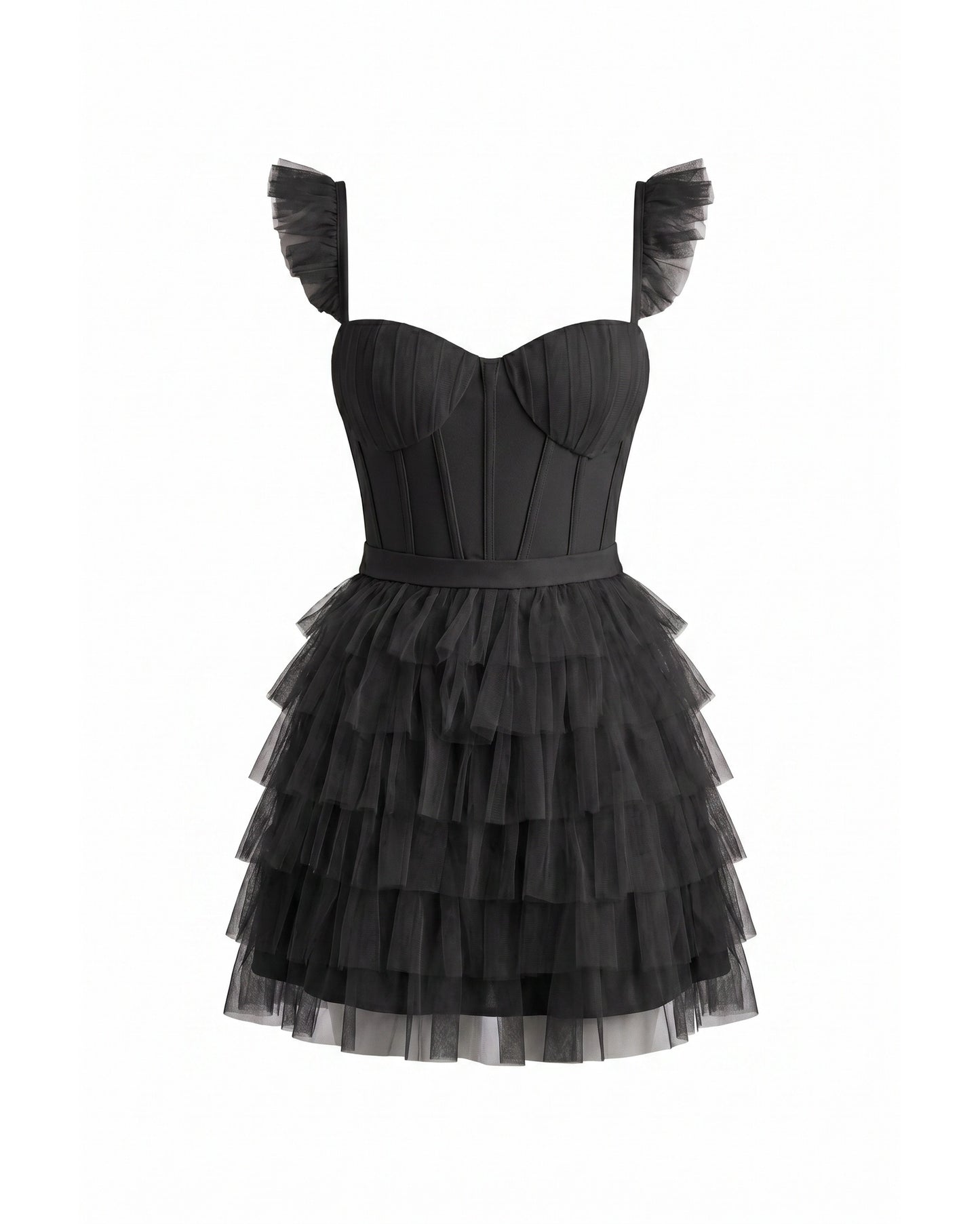 Annick Women's Mini Dress | Layered Tulle Skirt | Stitched Bustier Bodice