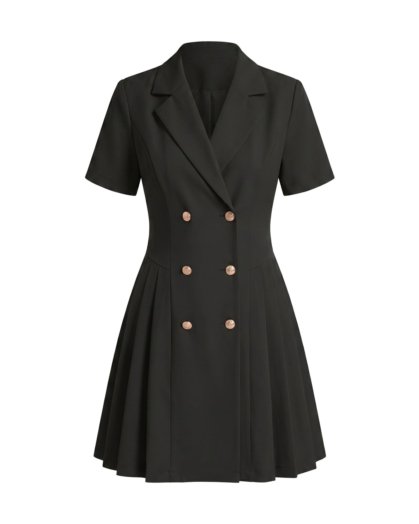 Maëva Dames Mini Jurk | Dubbelrij Knopen | Geplooide Rok