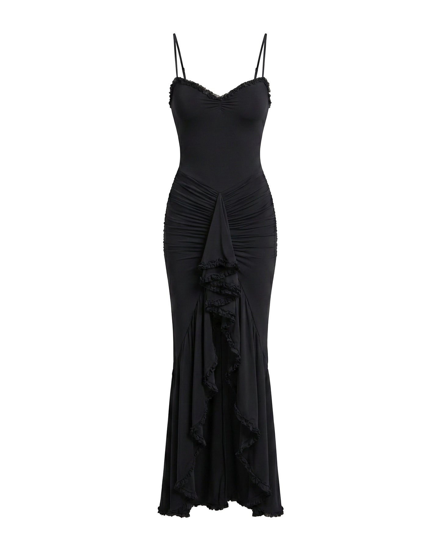 Miranda Dames Maxi Jurk | Sweetheart Hals | Ruffle Split