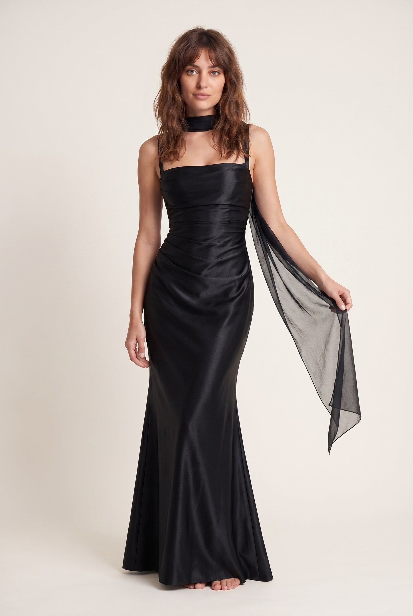 Zulma Dames Maxi Jurk | Vierkante Halslijn | Gedrapeerde Taille