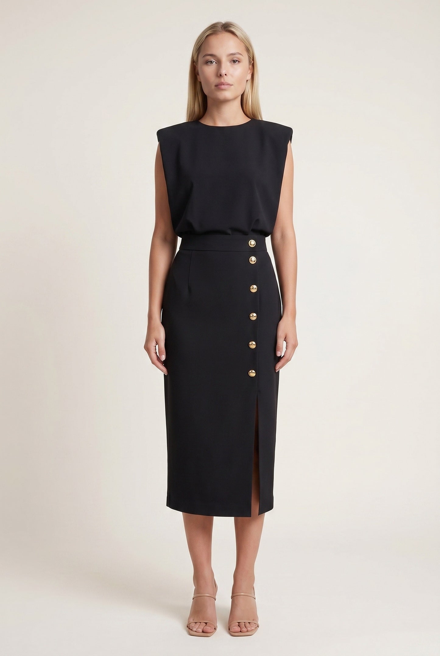 Ninon Women's Midi Dress | Button Detail Split | Split