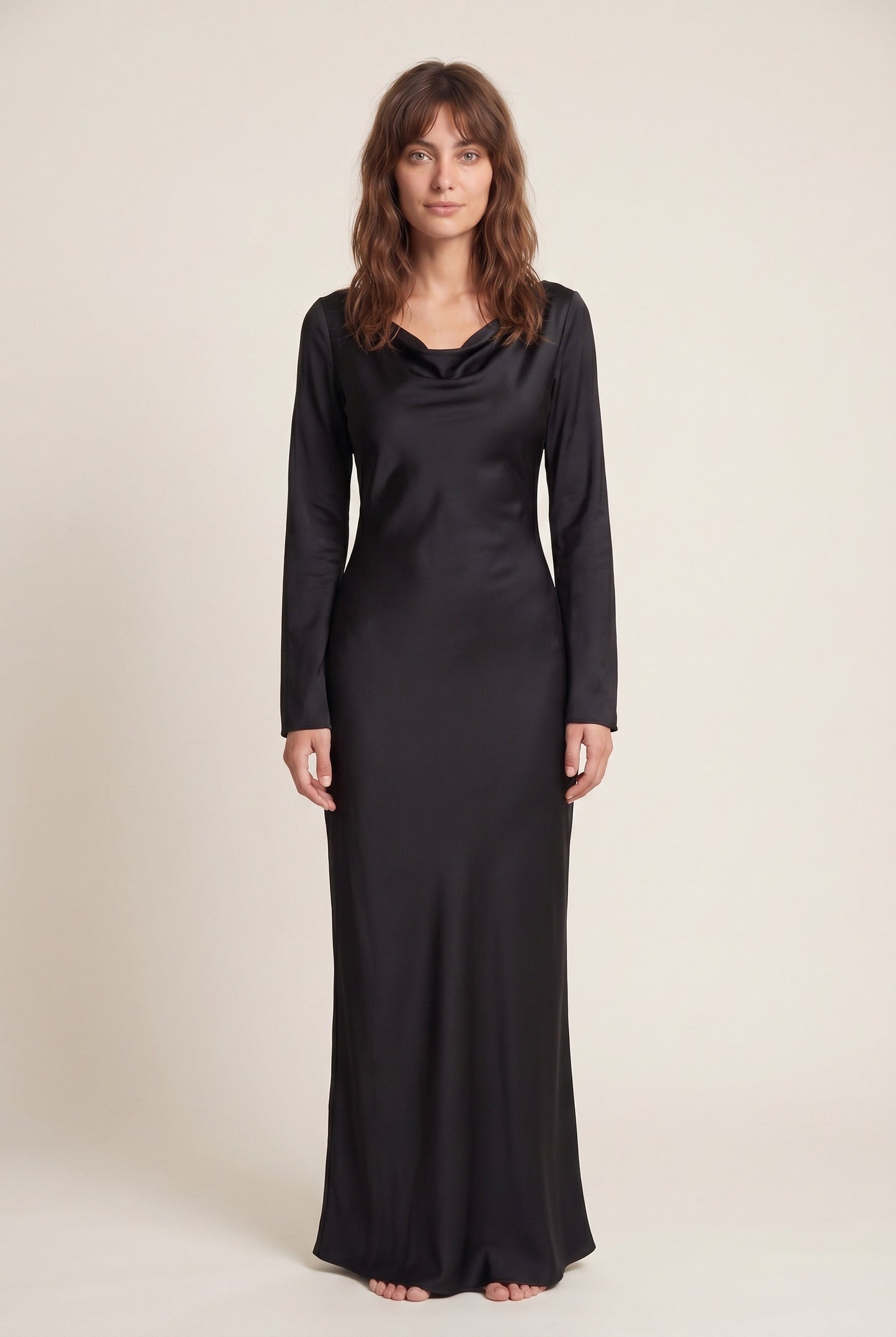 Sylvine Dames Maxi Sukienka | Okrągły Dekolt | Długie Rękawy