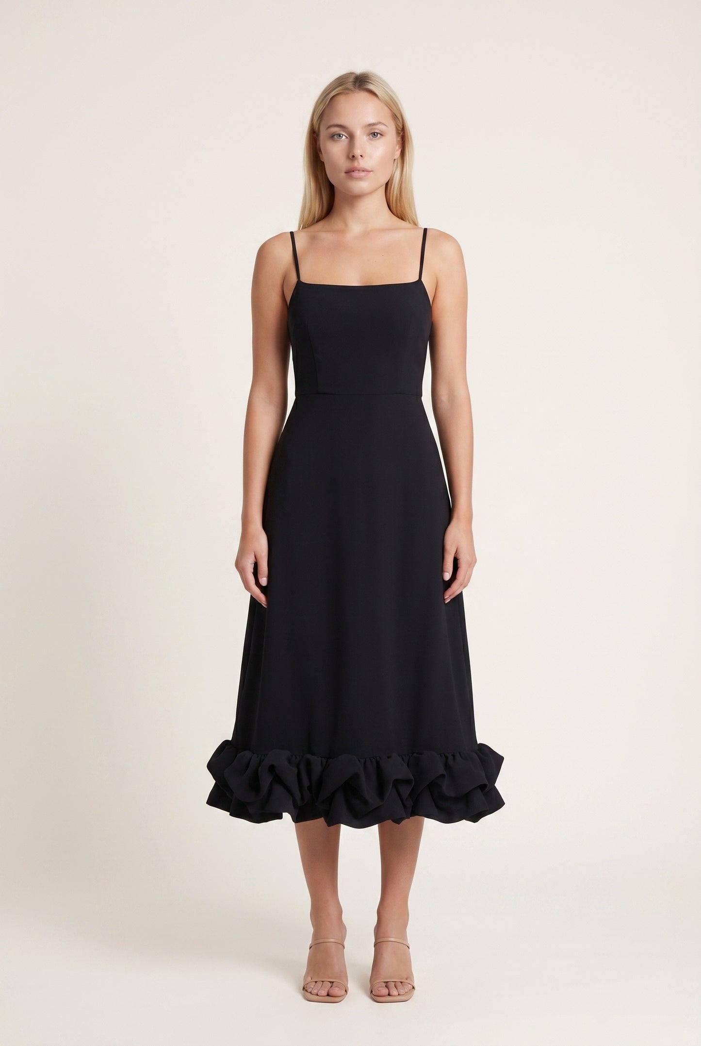 Eloïse Women's Midi Dress | Spaghetti Straps | Ruffle Hem