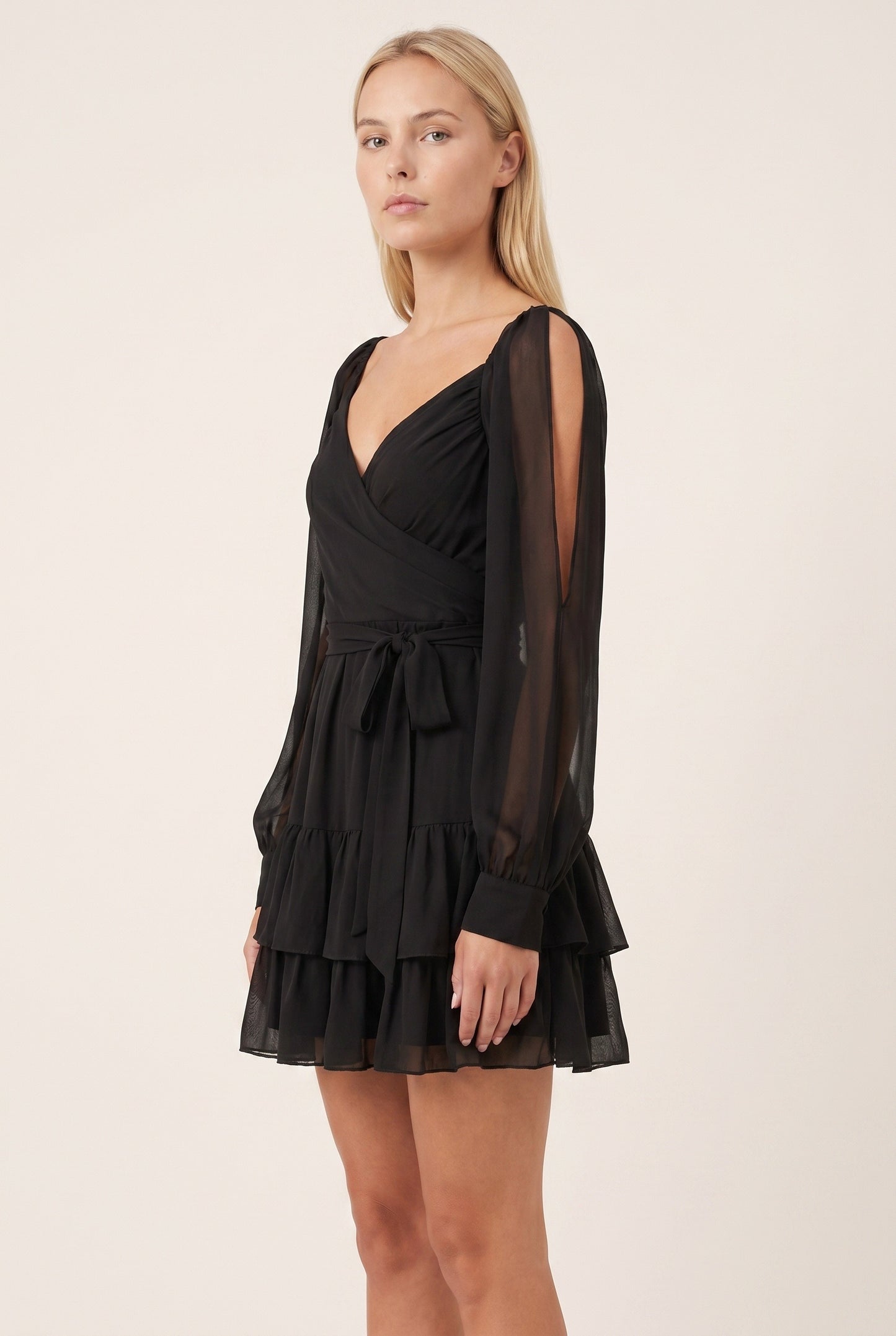 Chantal Women's Mini Dress | Off-Shoulder Sleeves | Pleated Skirt