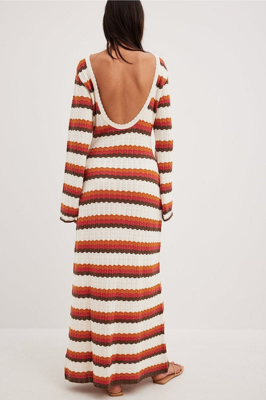 Seraphine Maxi Jurk – Lange Jurk Dames met Open Rug en Lange Mouwen 3